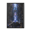 Framed Fantasy Sword Canvas — Mystical Glowing Blade Wall Art