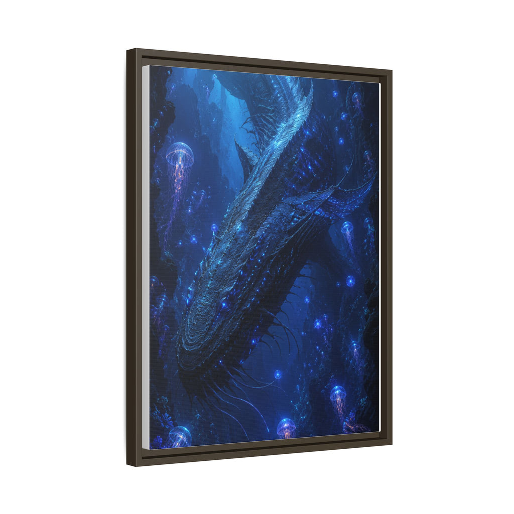 Framed Matte Canvas Art - Deep Sea Leviathan Fantasy Print