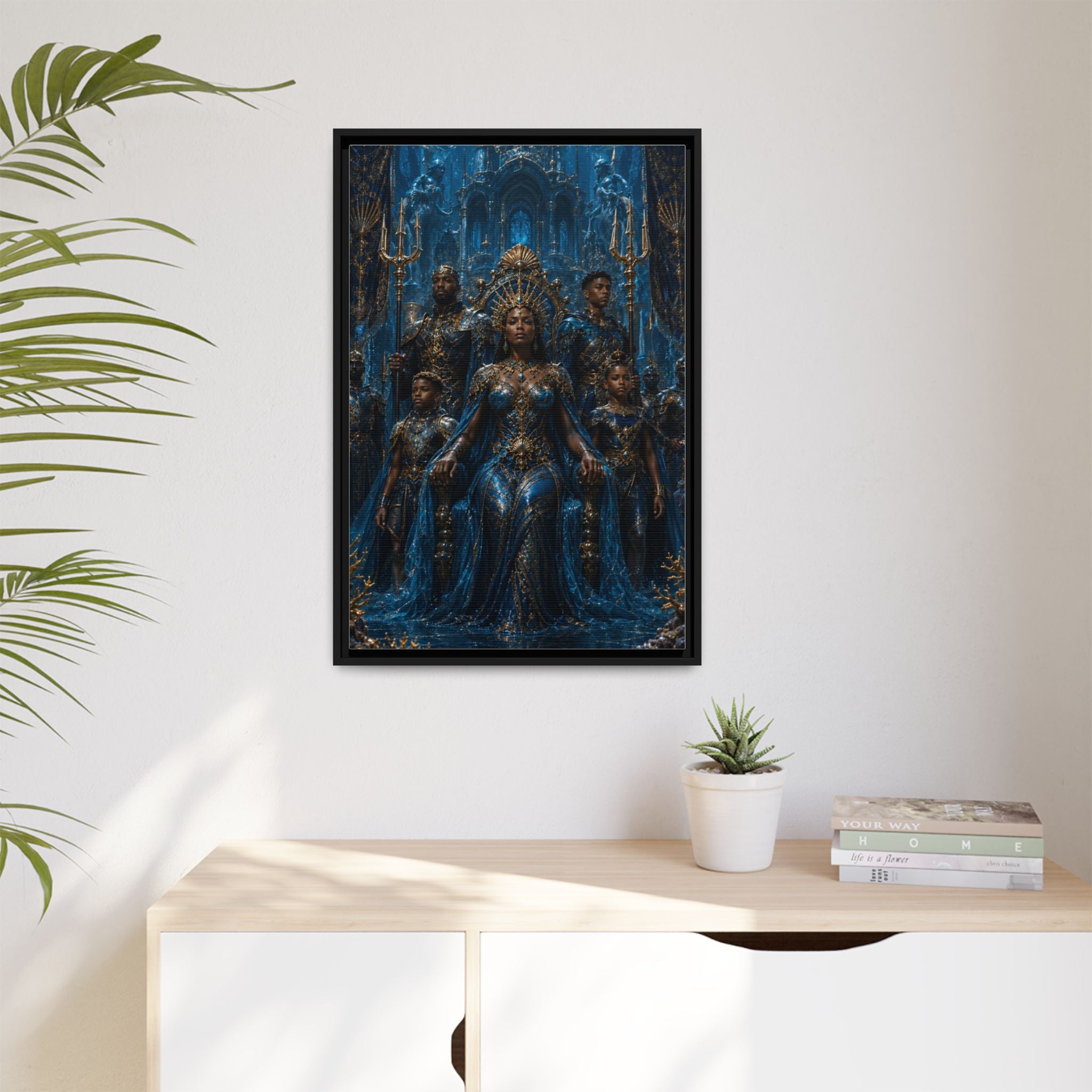 Underwater Queen Matte Framed Canvas — Oceanic Fantasy Wall Art