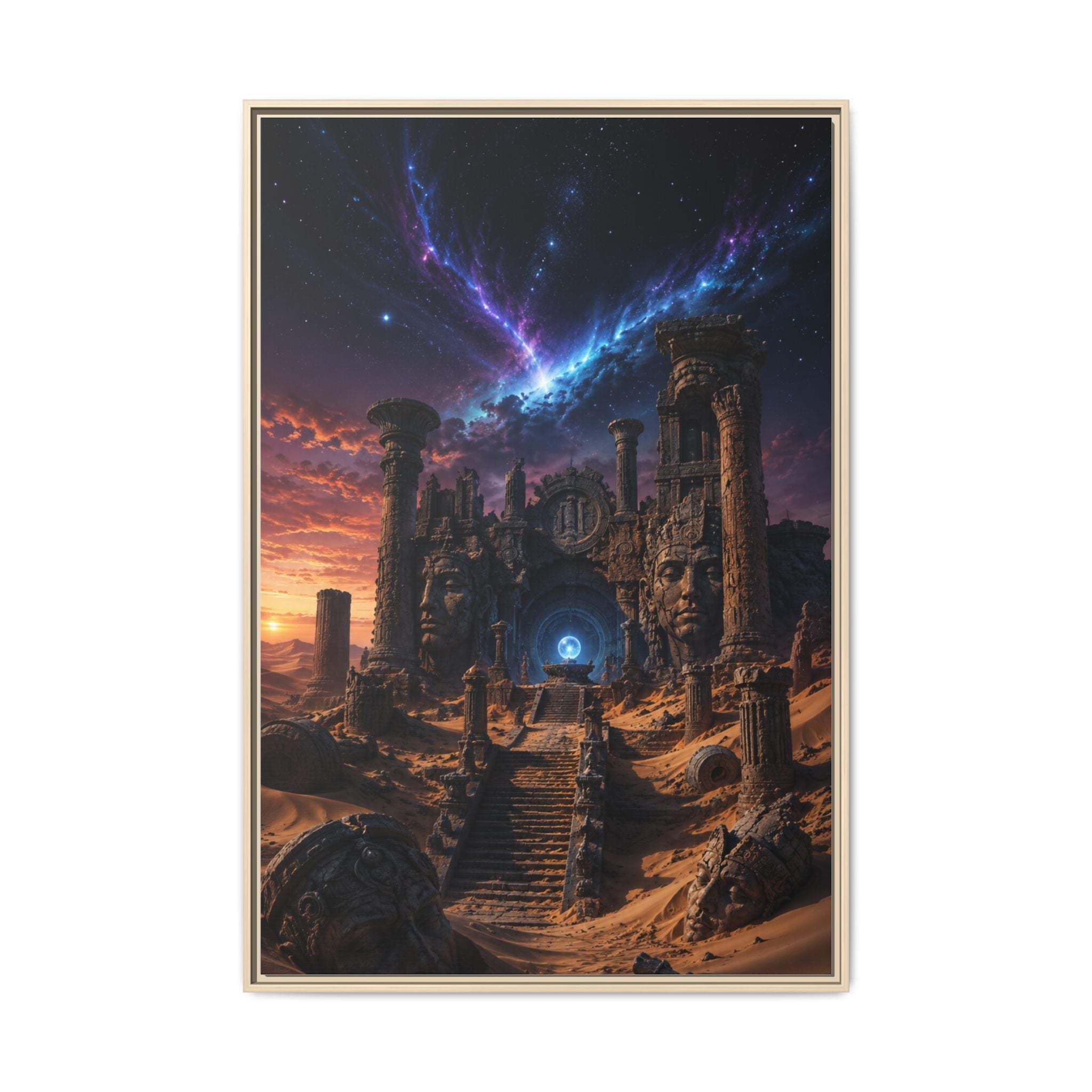 Framed Matte Canvas — Mystical Desert Ruins Nightscape