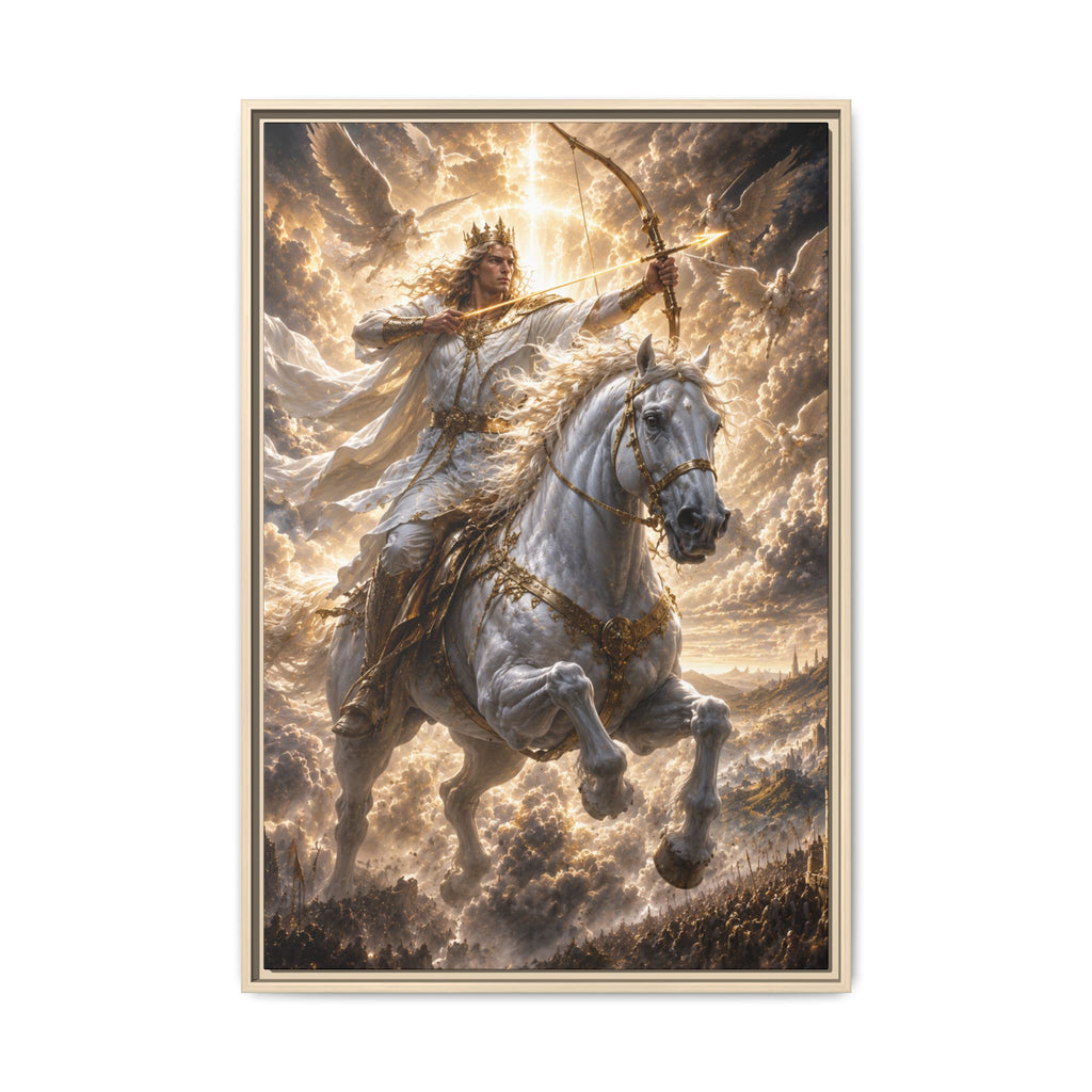 Mythic Warrior on White Steed — Fine Art Paper Print Wall Art