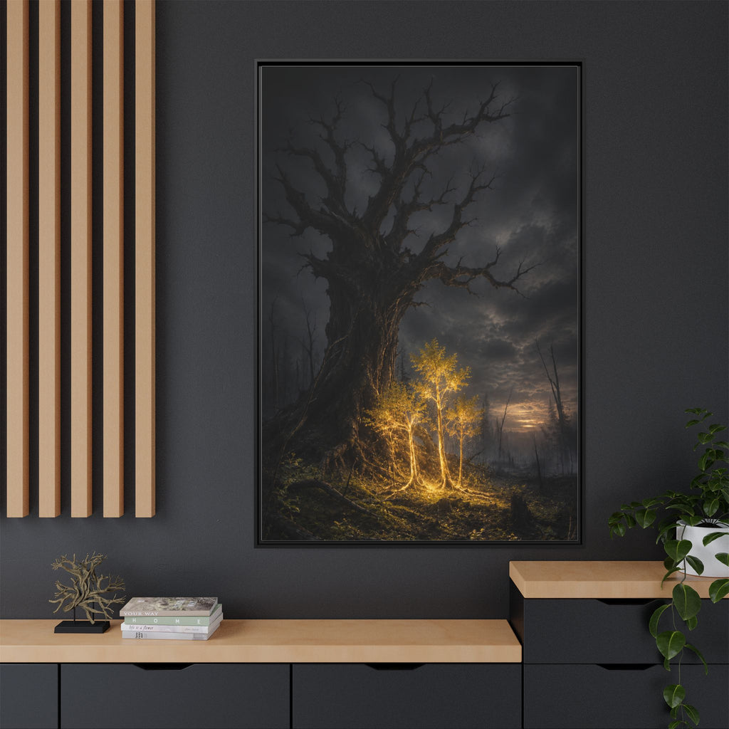 Framed Matte Canvas — Glowing Enchanted Tree Wall Art