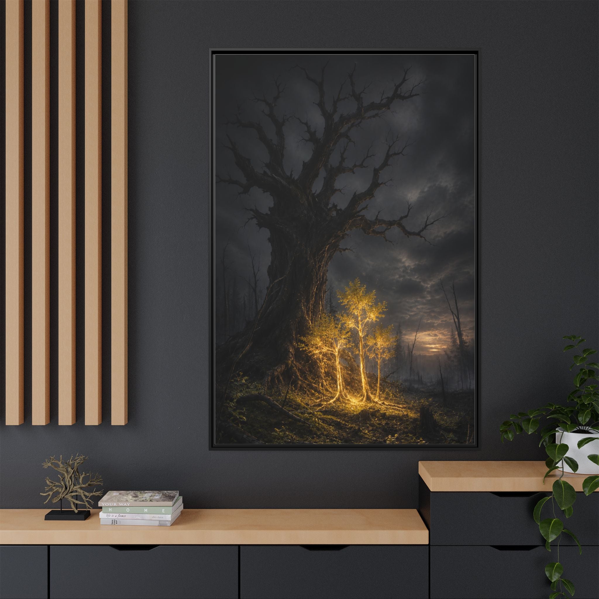 Framed Matte Canvas — Glowing Enchanted Tree Wall Art