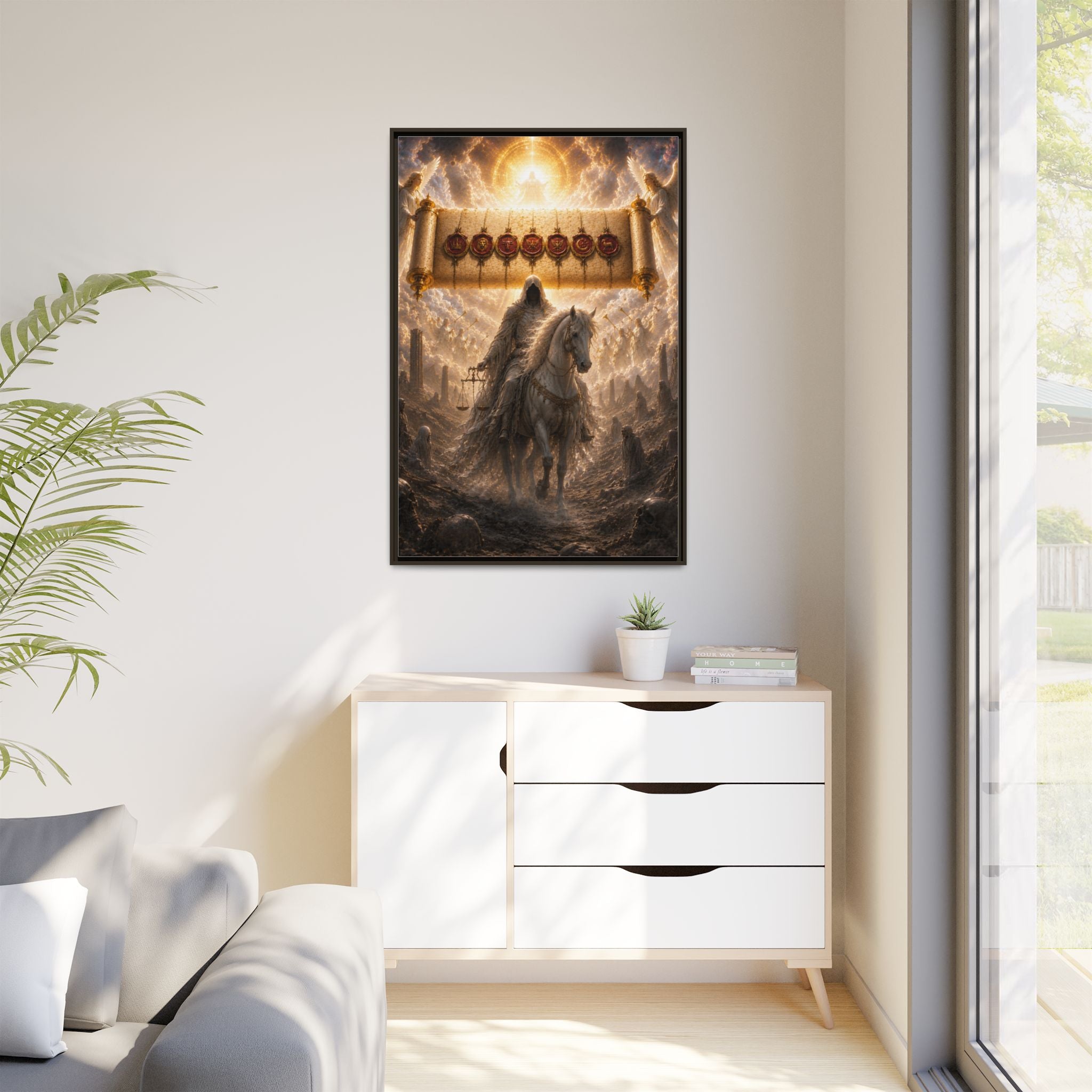 Framed Matte Canvas — Rider of the Pale Horse Biblical Apocalypse Wall Art