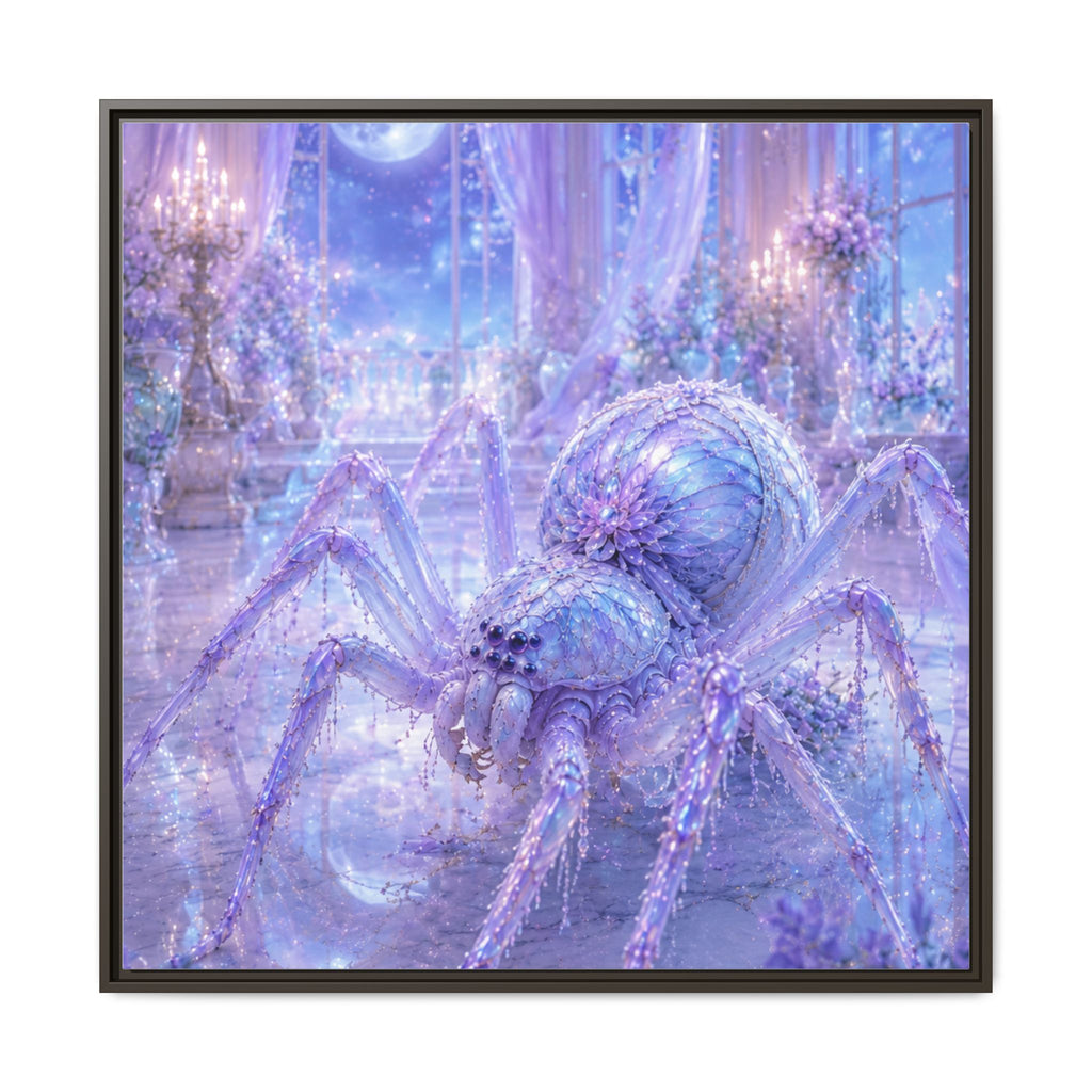 Moonlit Spider Fantasy Canvas Print — Lavender Enchanted Wall Art (Framed)
