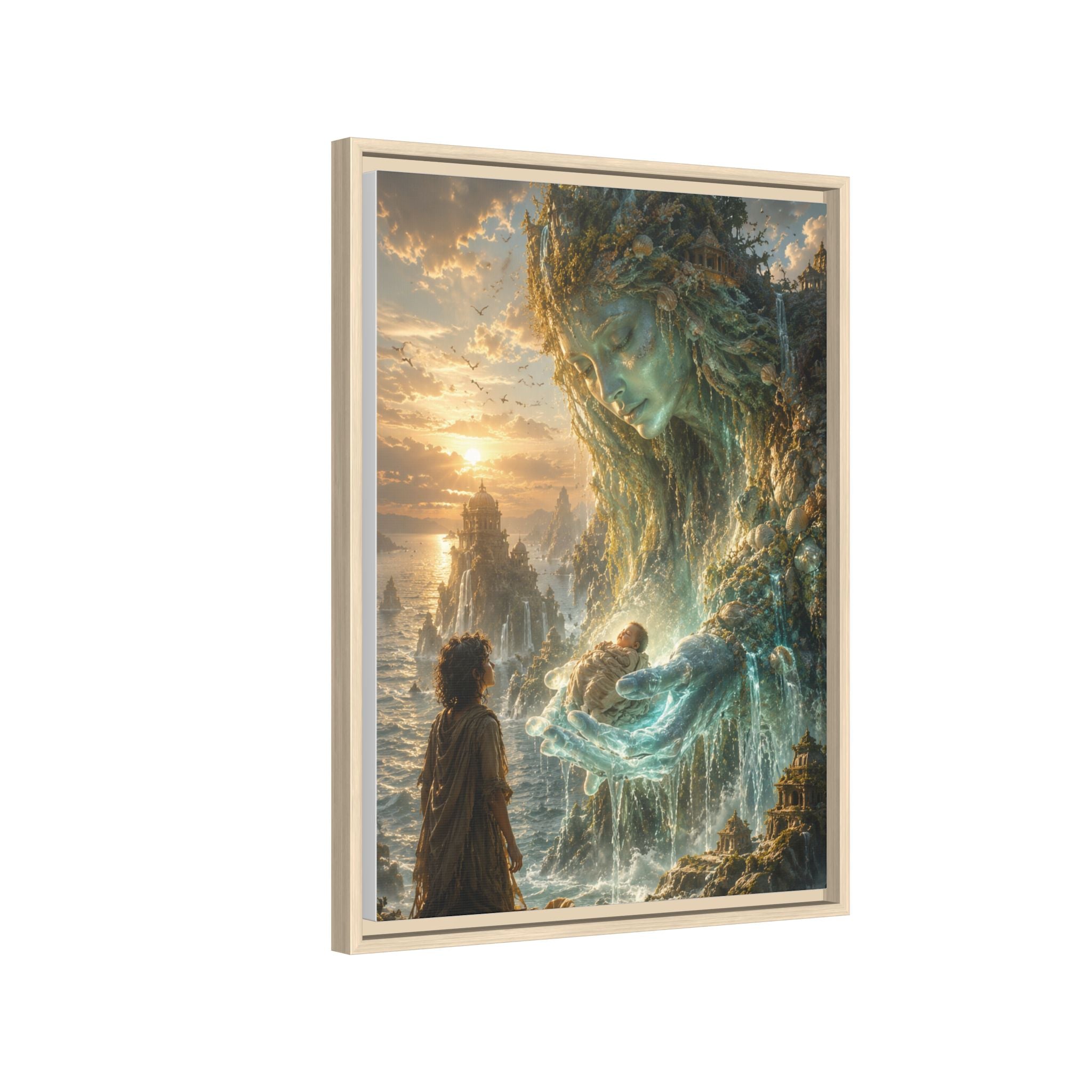 Framed Matte Canvas Print — Ocean Spirit Guardian Fantasy Art