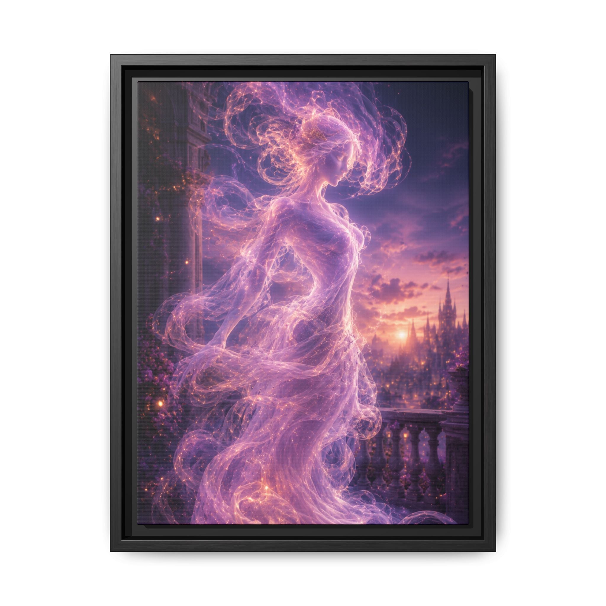 Framed Floral Canvas Wall Art — Vintage Garden Nightscape