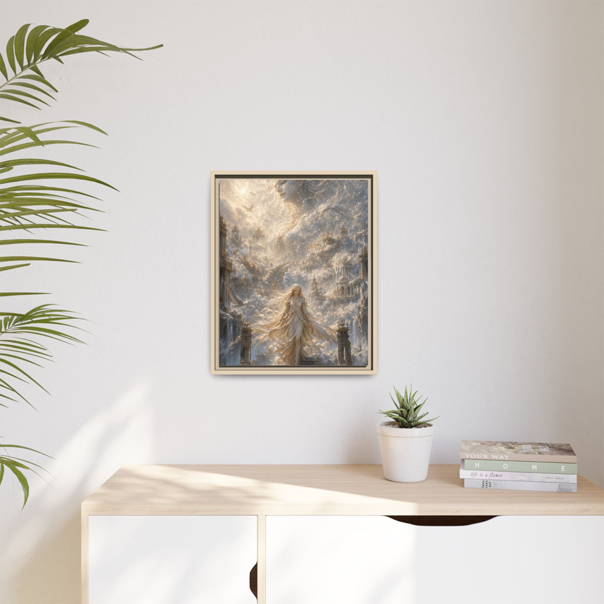 Ethereal Goddess Matte Framed Canvas Art — Dreamlike Fantasy Wall Decor