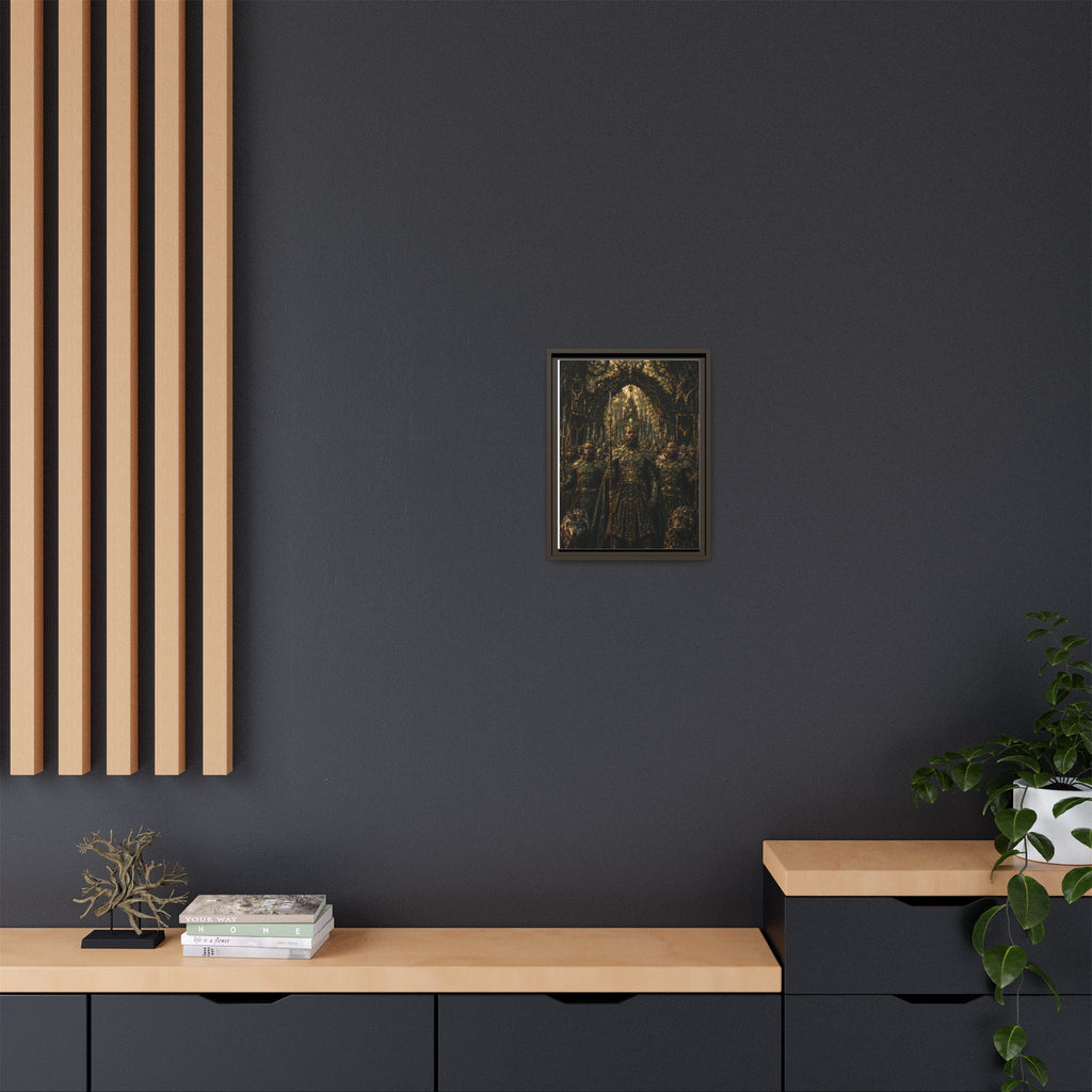 Framed Matte Canvas — Regal Fantasy King in Ornate Armor