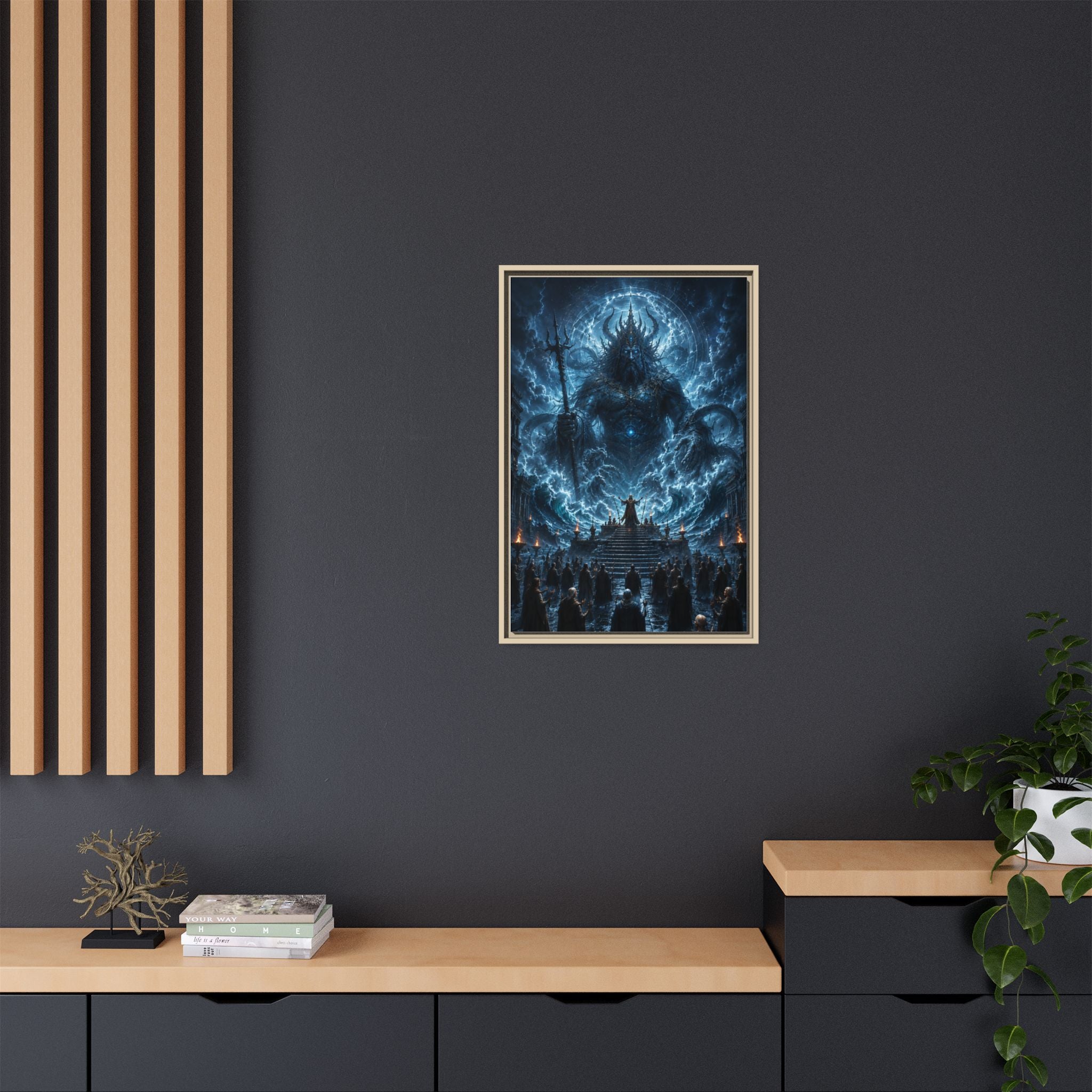 Framed Matte Canvas — Cosmic Dark Deity Art Print