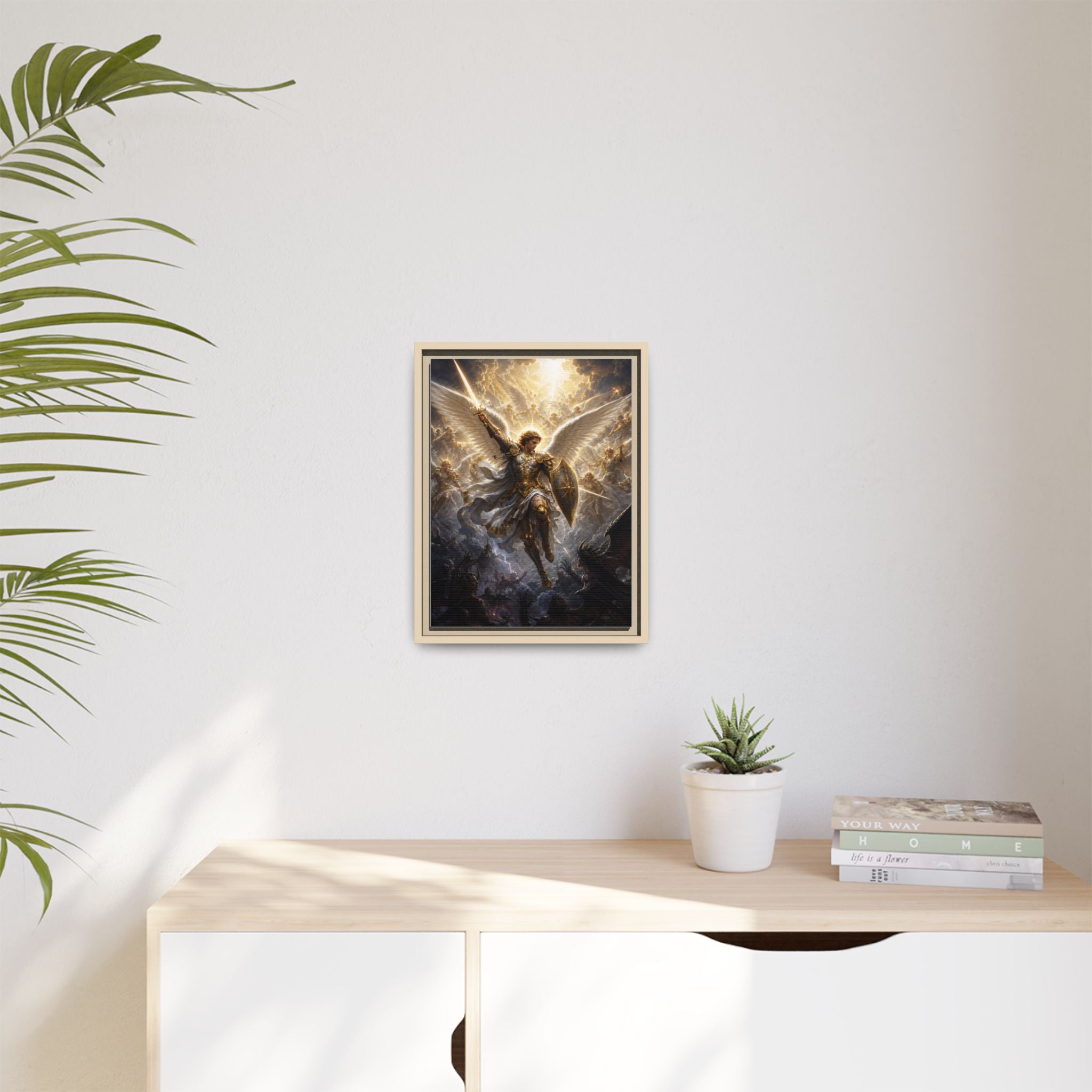 Framed Matte Canvas: Radiant Archangel Wall Art
