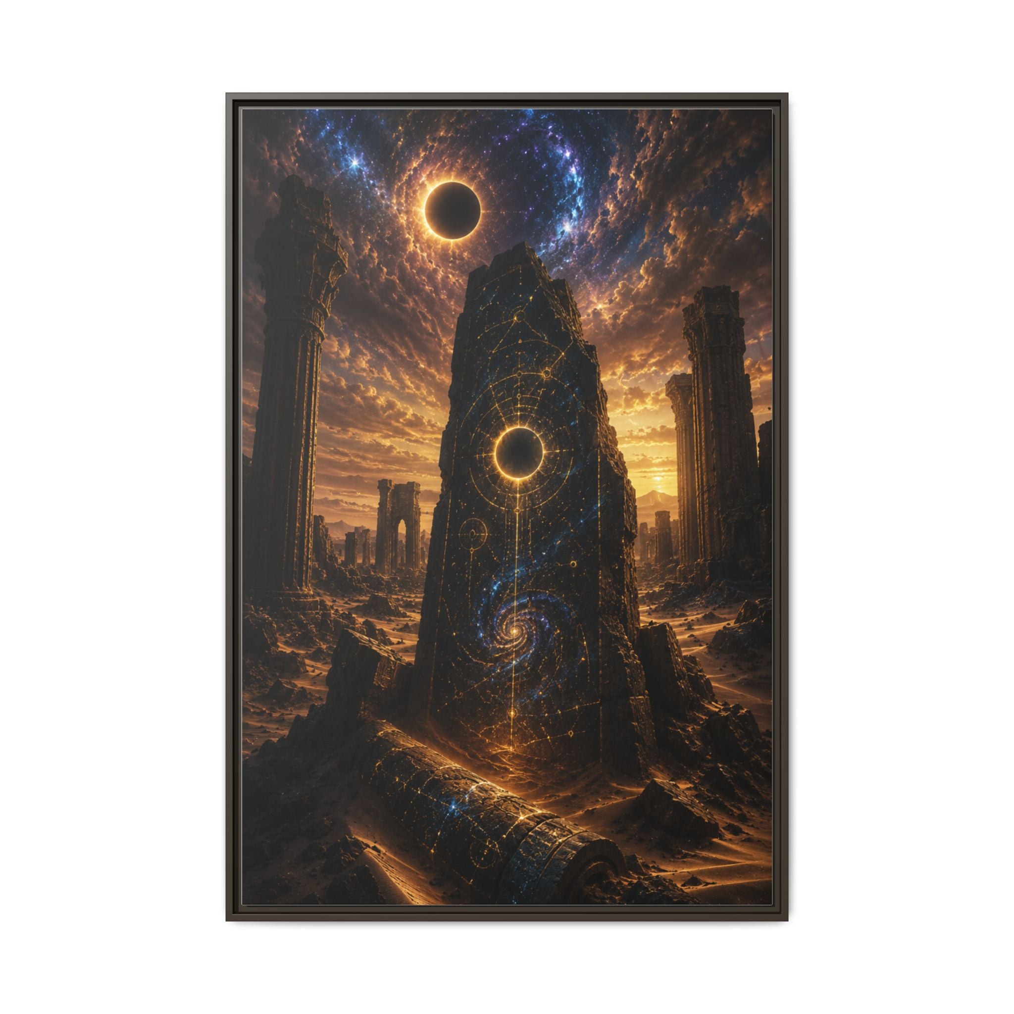 Framed Matte Canvas - Cosmic Obelisk Fantasy Wall Art