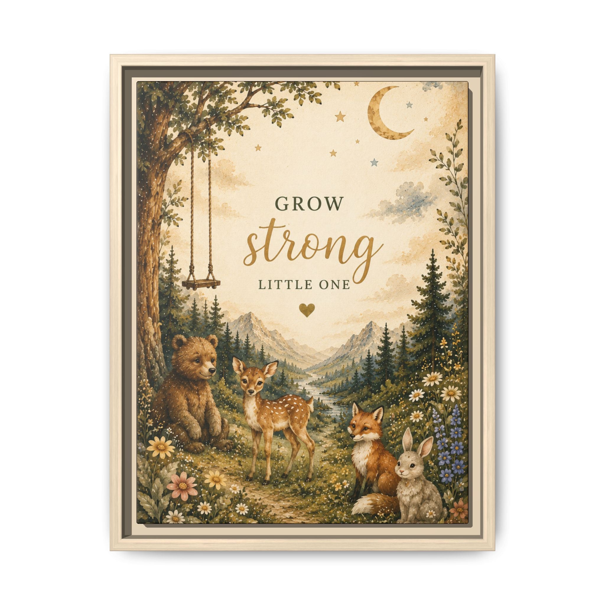 Grow Strong Little One nursery wall art Canvas