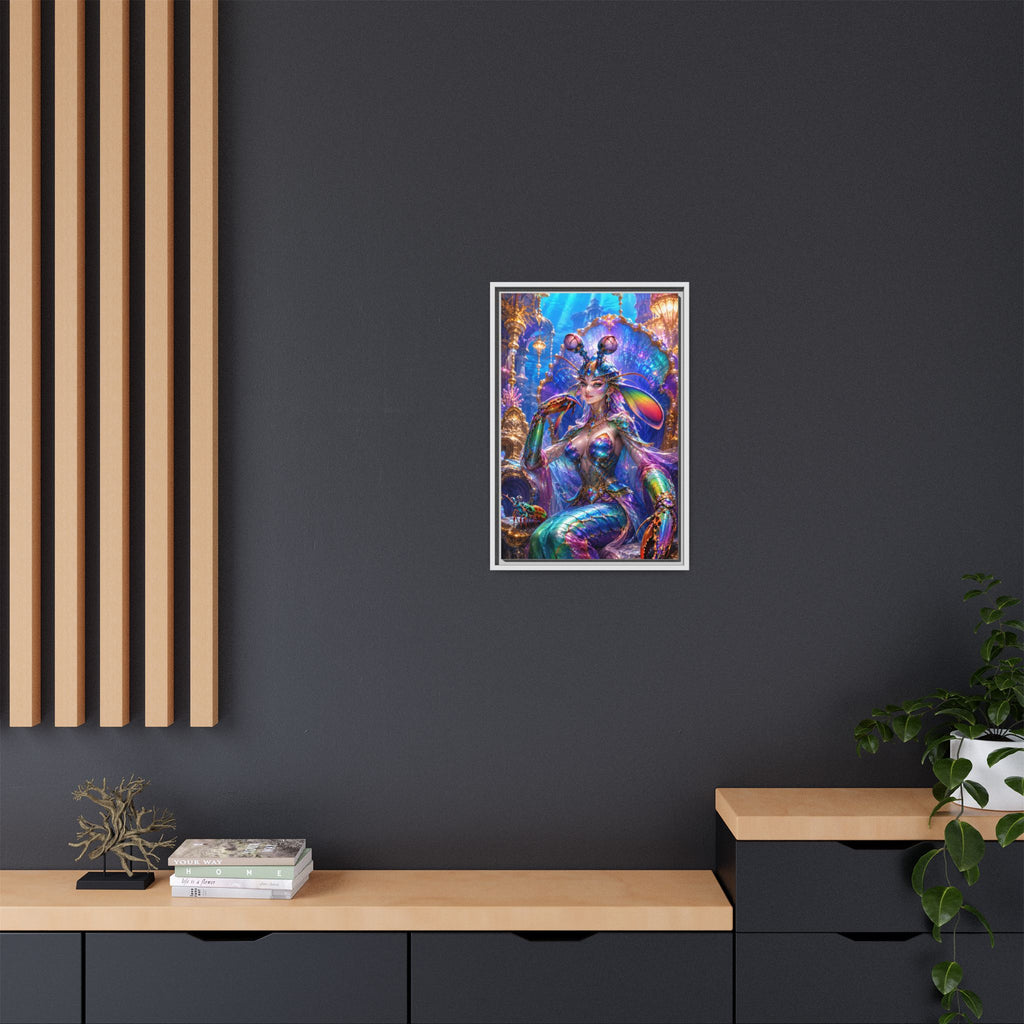 Mermaid Queen Framed Matte Canvas Art — Vibrant Fantasy Underwater Wall Decor