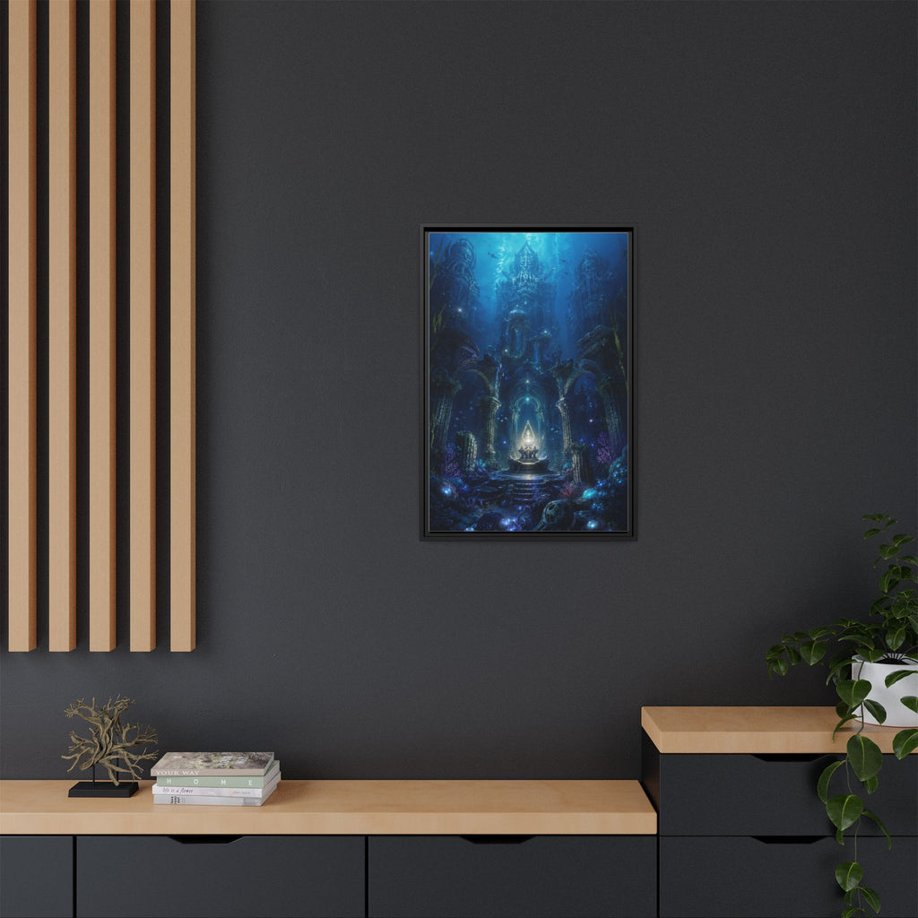Framed Matte Canvas - Enchanted Underwater Temple Fantasy Art