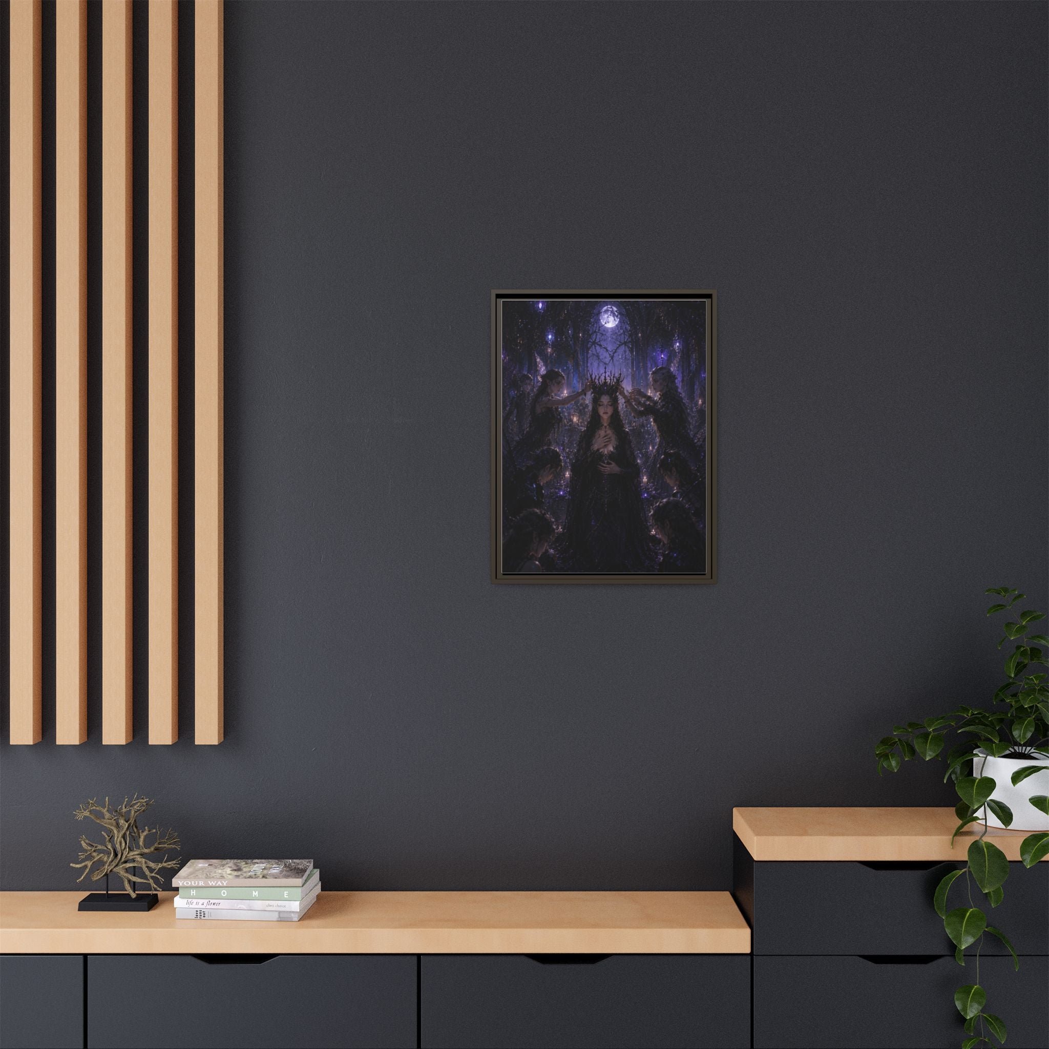 Gothic Moon Queen Framed Canvas Print