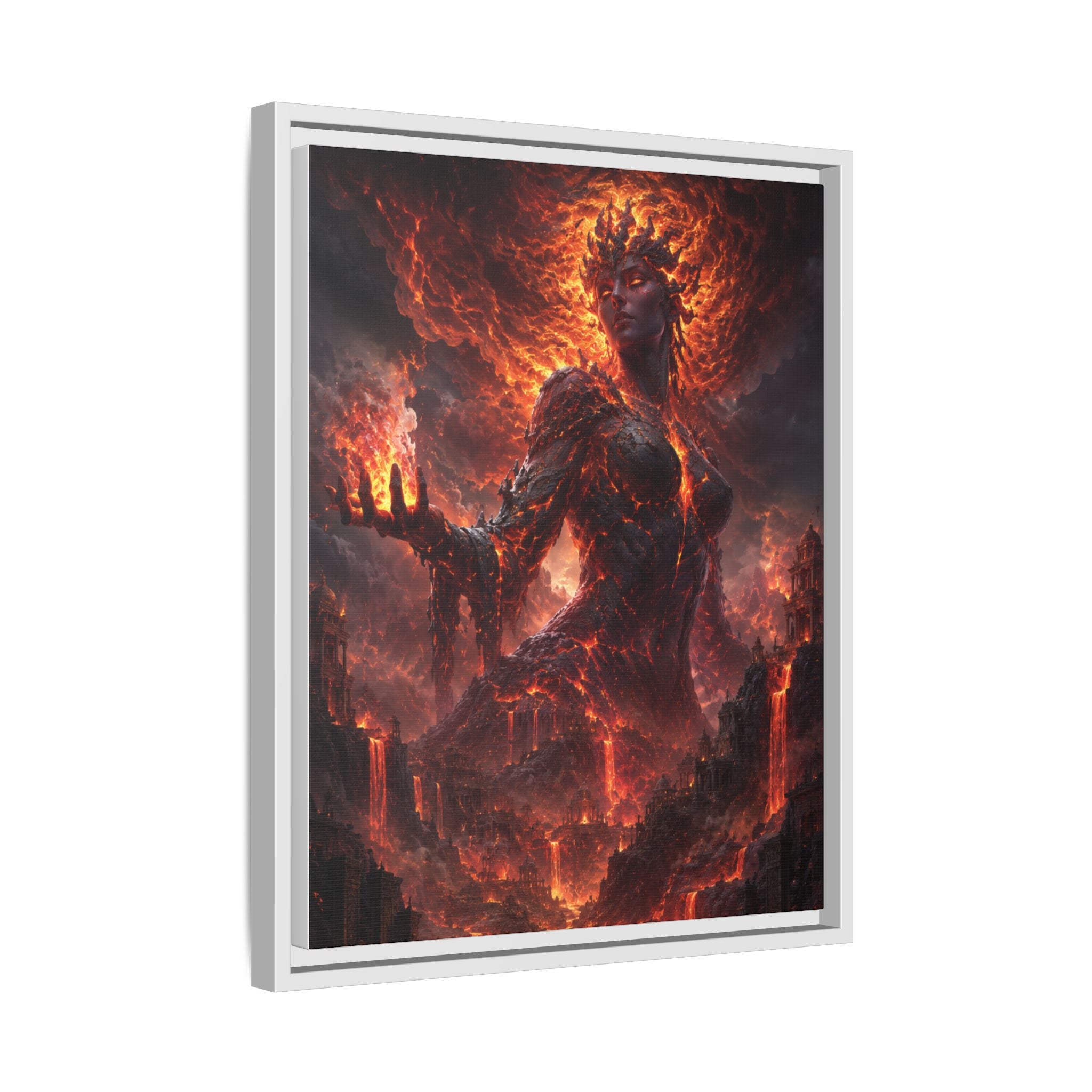 Framed Matte Canvas — Fiery Demon Goddess Wall Art