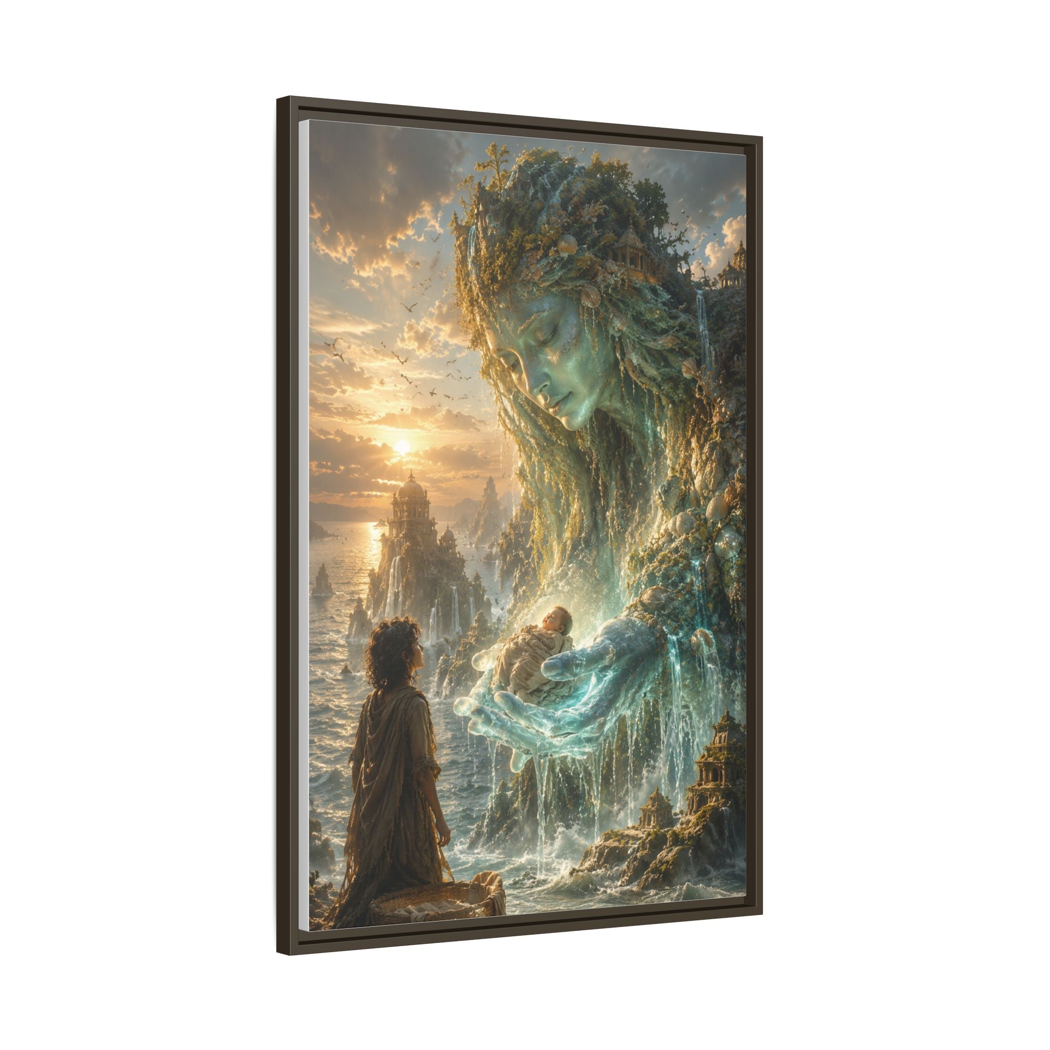 Framed Matte Canvas Print — Ocean Spirit Guardian Fantasy Art