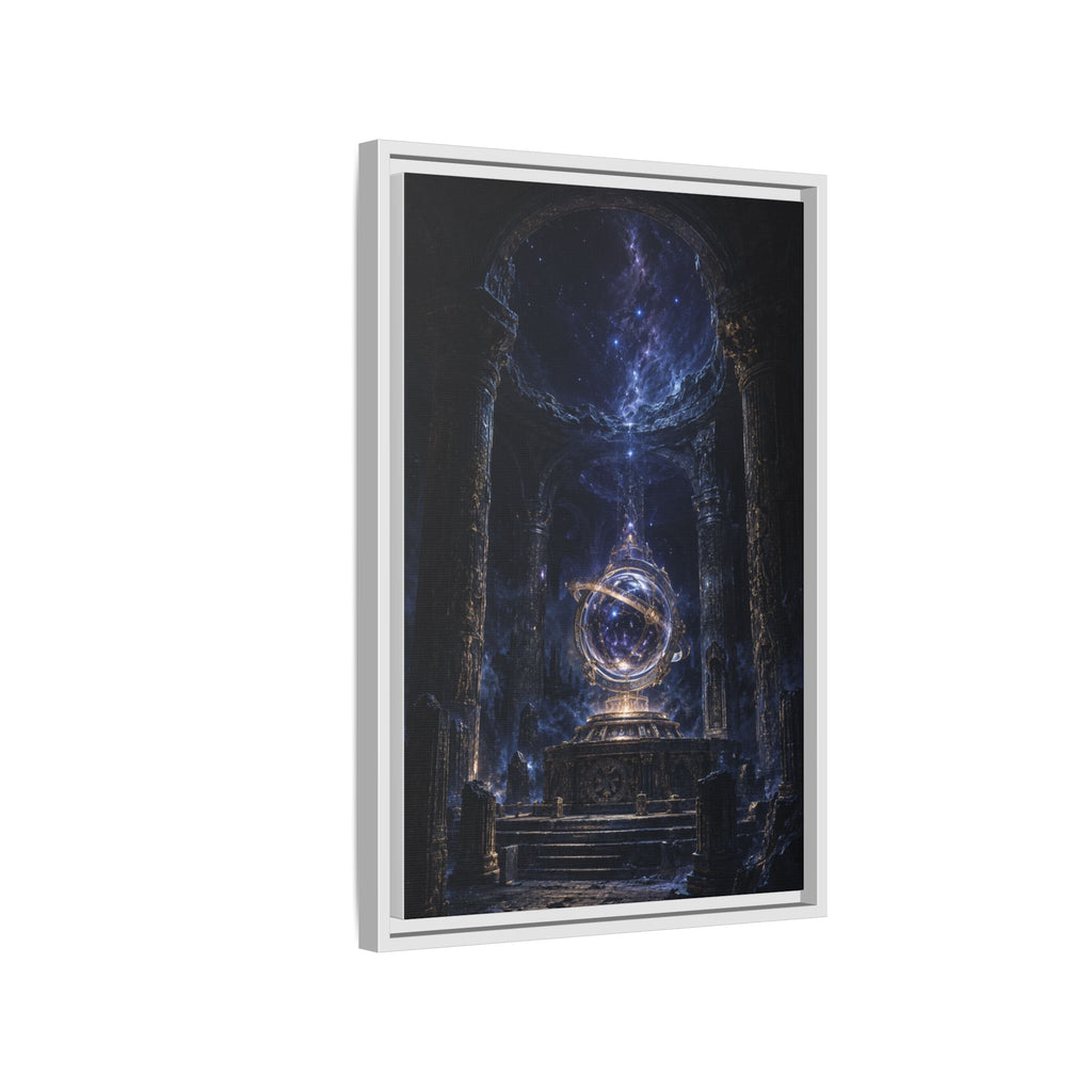 Framed Cosmic Temple Matte Canvas Art — Mystic Astral Orb Wall Decor
