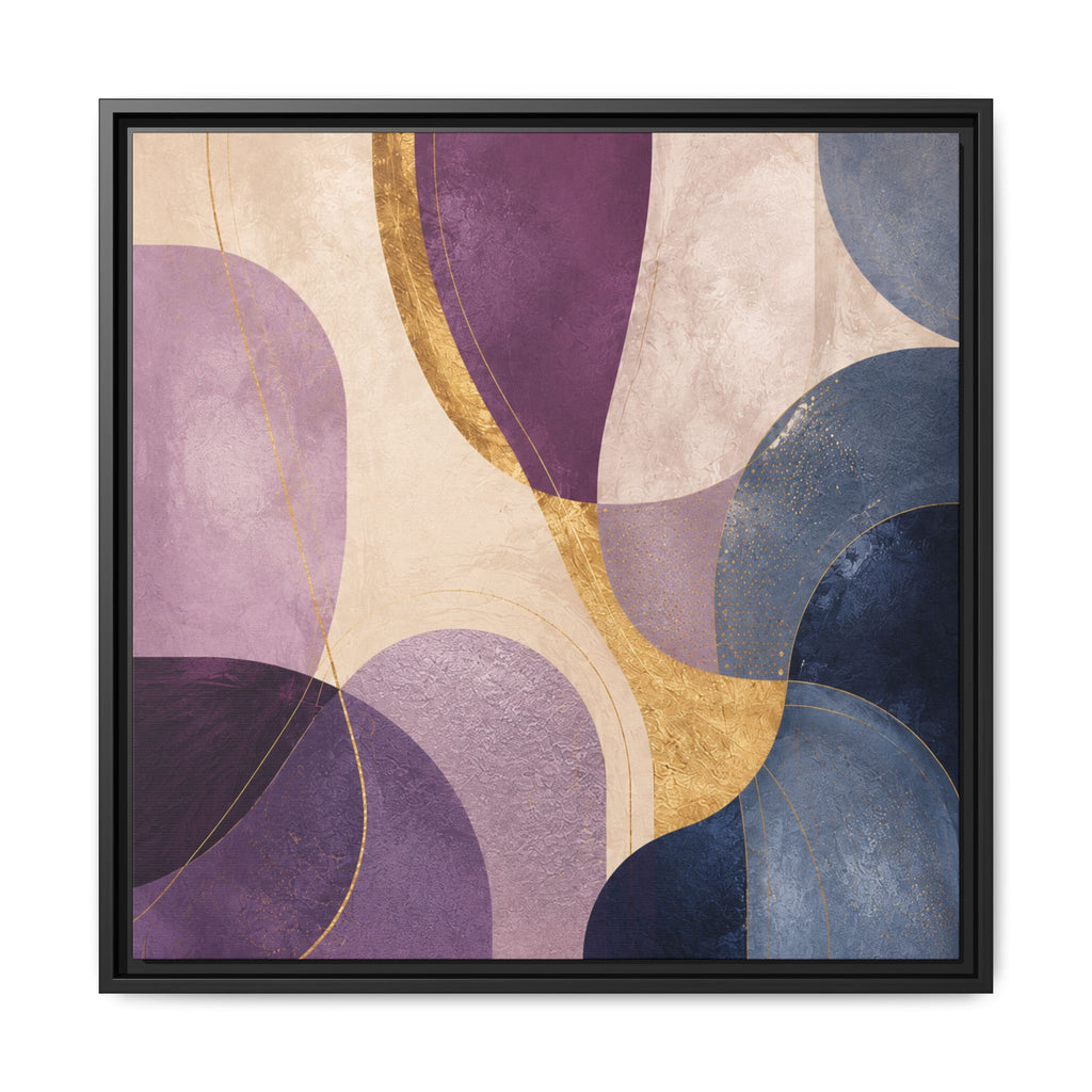 Abstract Geometric Canvas Print — Purple & Gold Framed Wall Art
