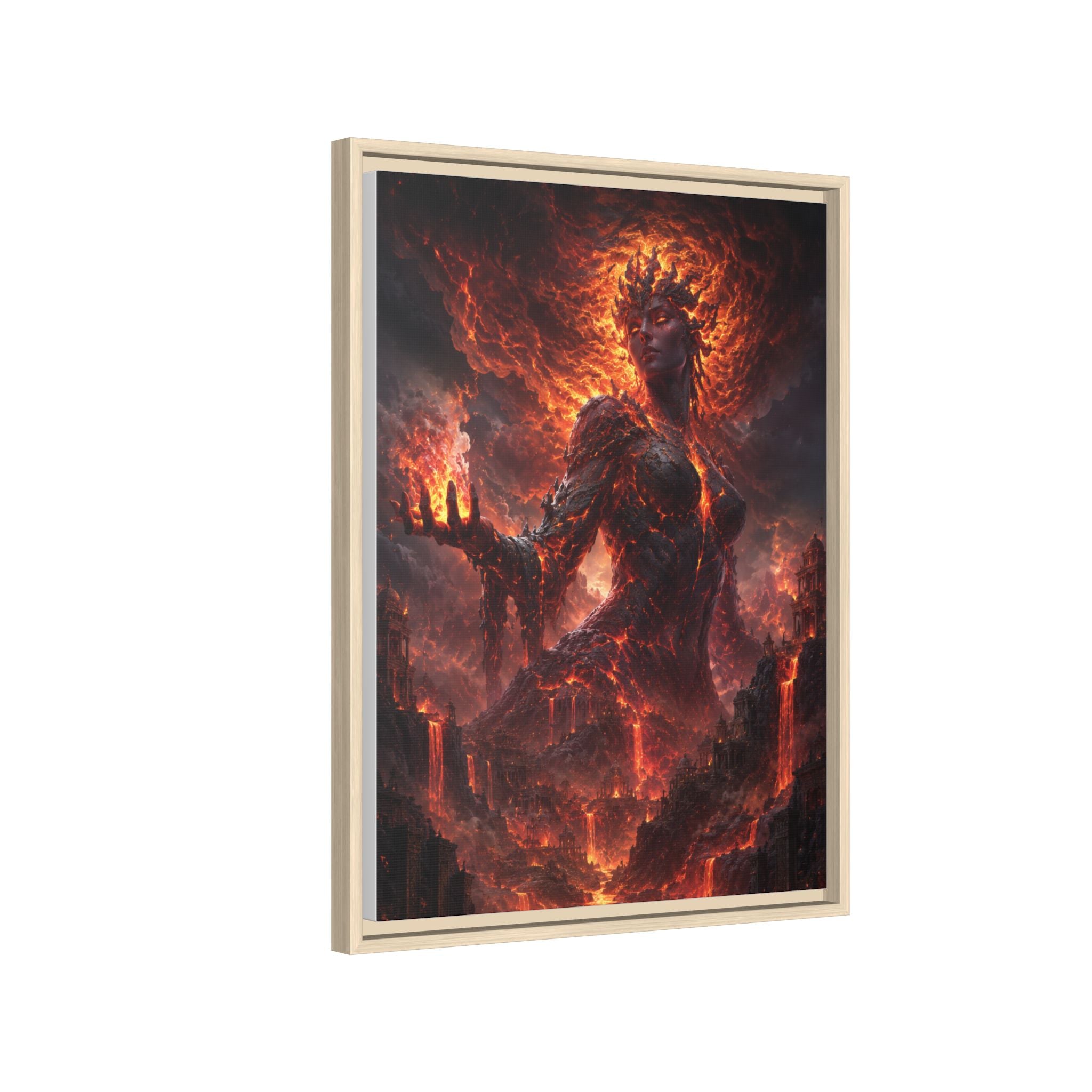 Framed Matte Canvas — Fiery Demon Goddess Wall Art
