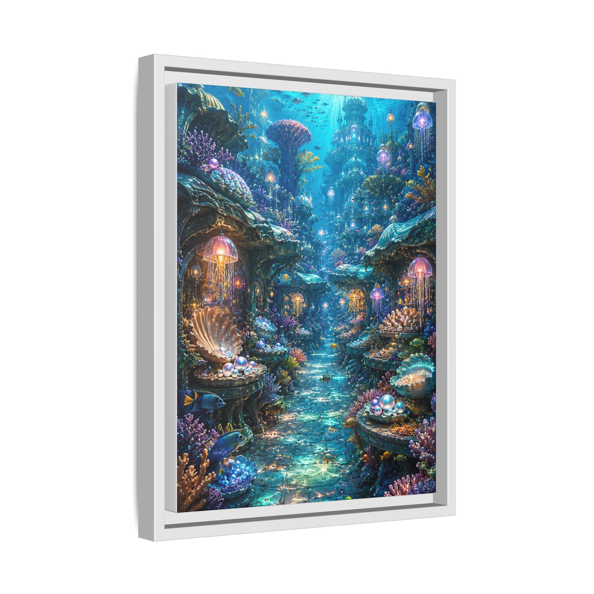 Framed Matte Canvas - Enchanted Underwater Coral Reef Print