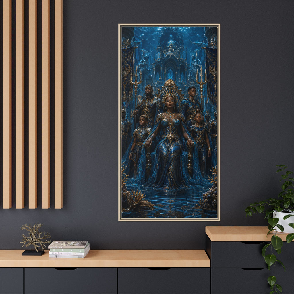 Underwater Queen Matte Framed Canvas — Oceanic Fantasy Wall Art