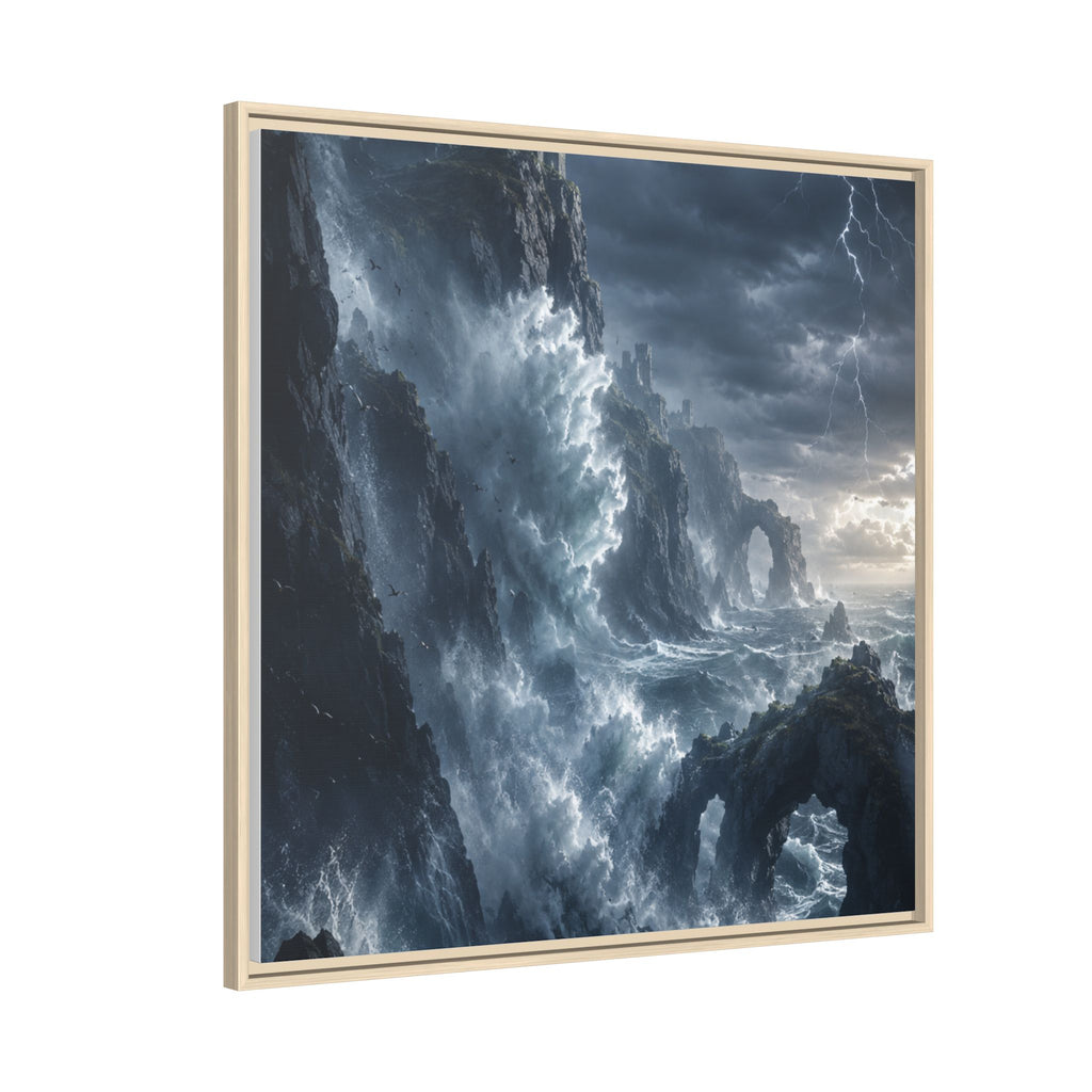 Framed Matte Canvas - Stormy Ocean Fantasy Wall Art