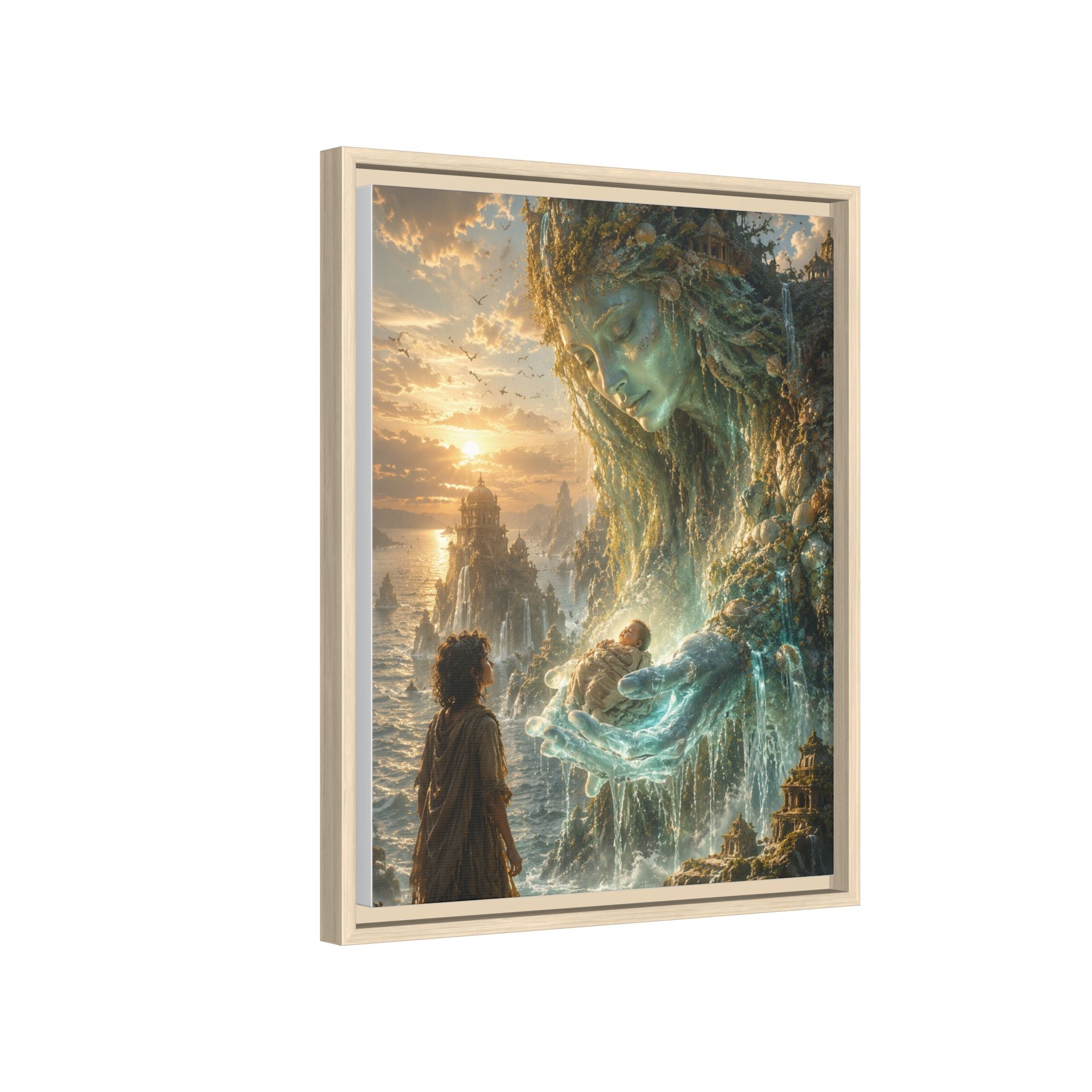 Framed Matte Canvas Print — Ocean Spirit Guardian Fantasy Art