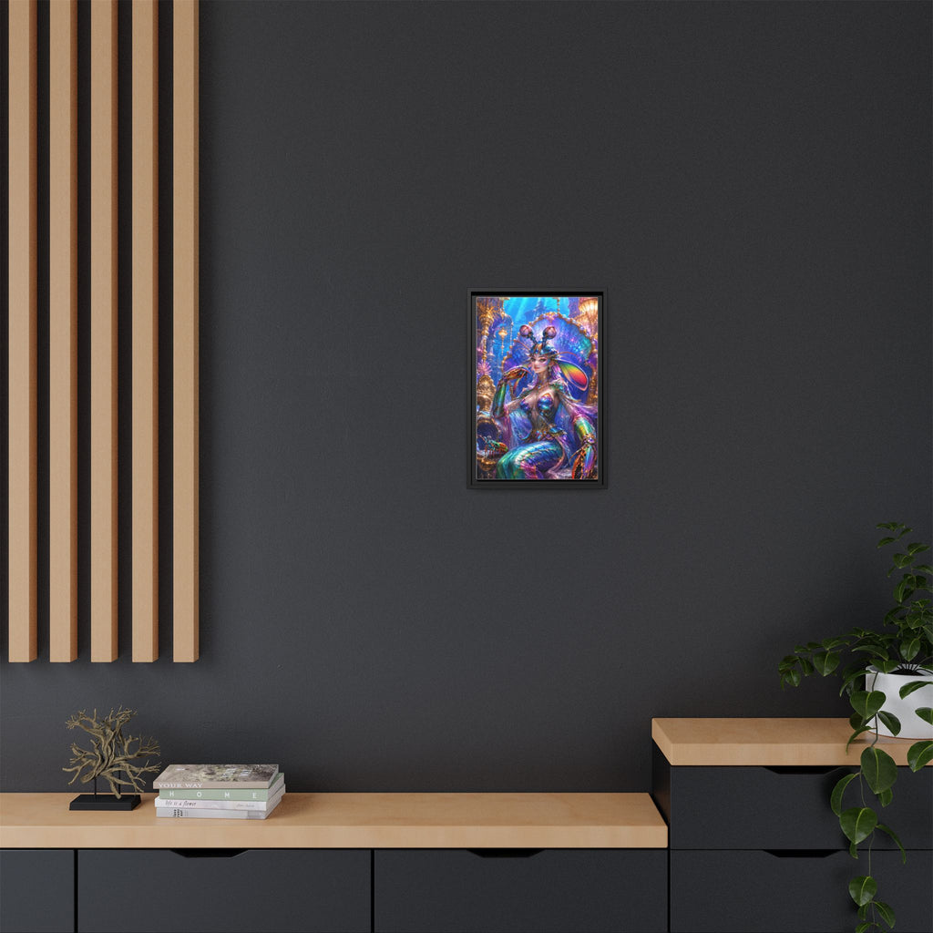 Mermaid Queen Framed Matte Canvas Art — Vibrant Fantasy Underwater Wall Decor