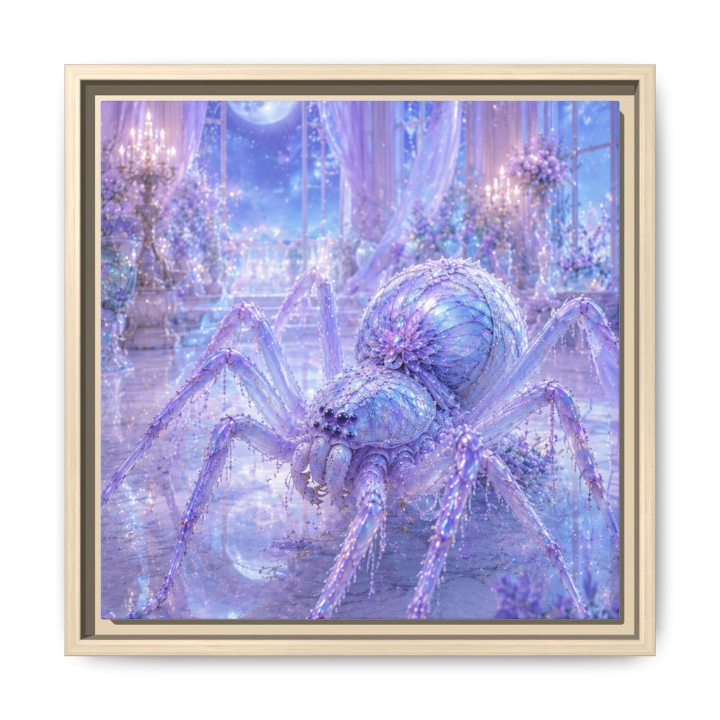Moonlit Spider Fantasy Canvas Print — Lavender Enchanted Wall Art (Framed)