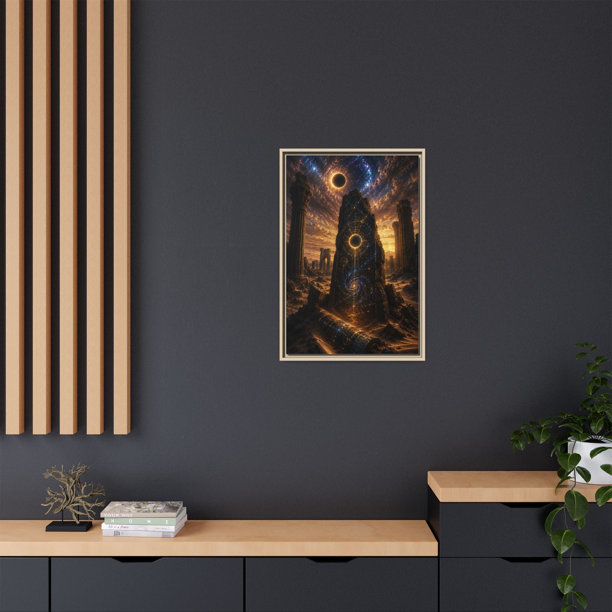 Framed Matte Canvas - Cosmic Obelisk Fantasy Wall Art