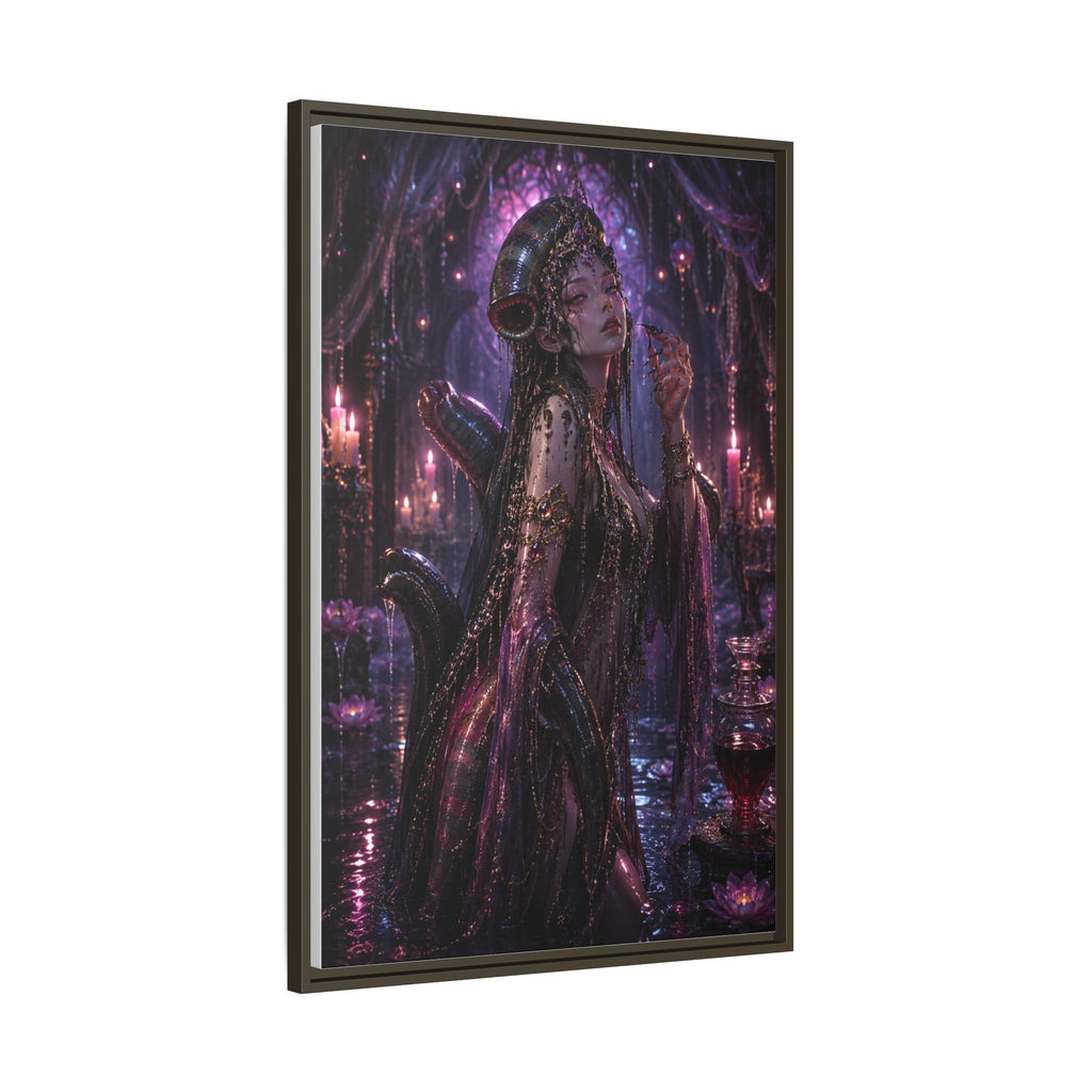 Gothic Fantasy Goddess Matte Canvas Print — Framed Dark Purple Wall Art
