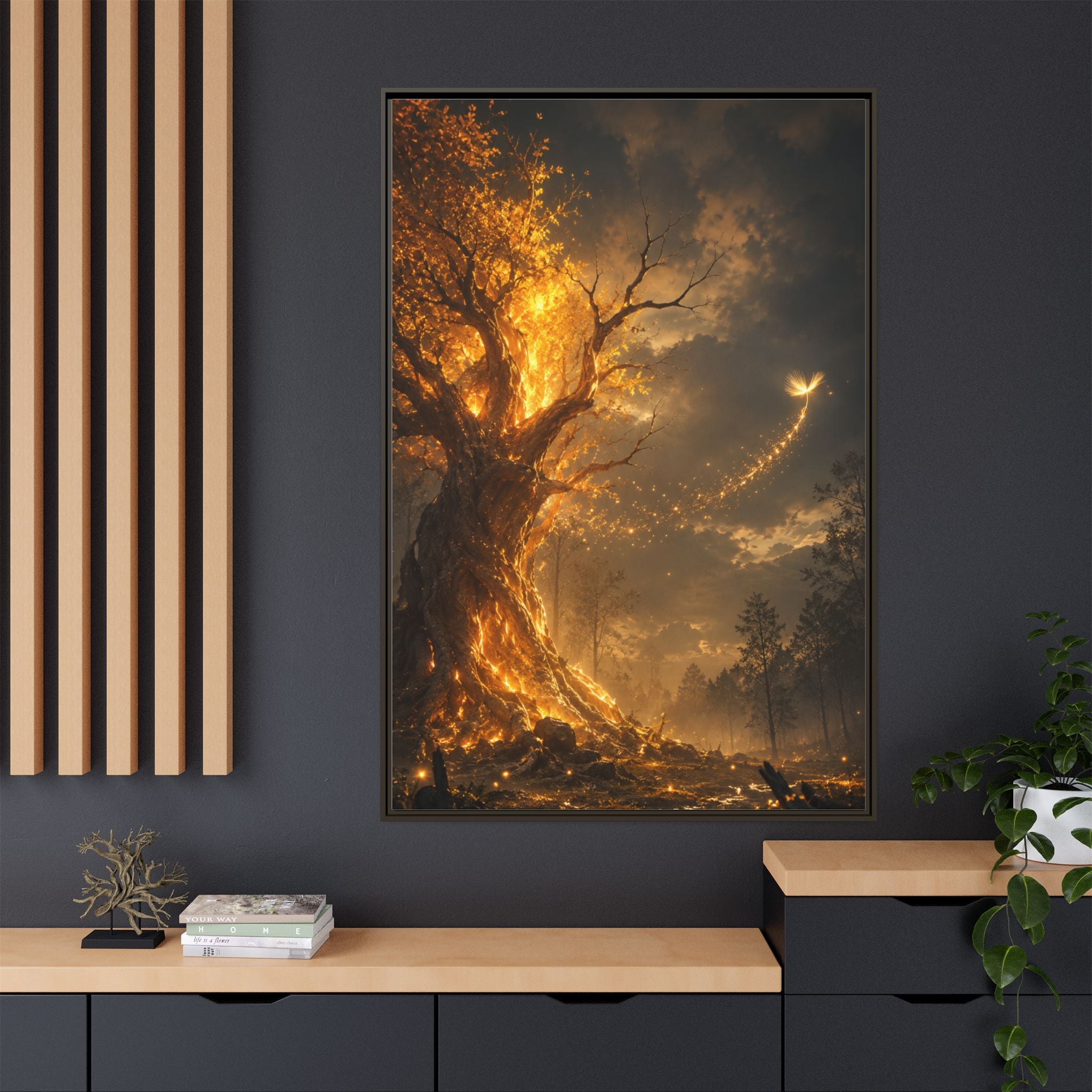 Framed Matte Canvas — Glowing Enchanted Tree Wall Art