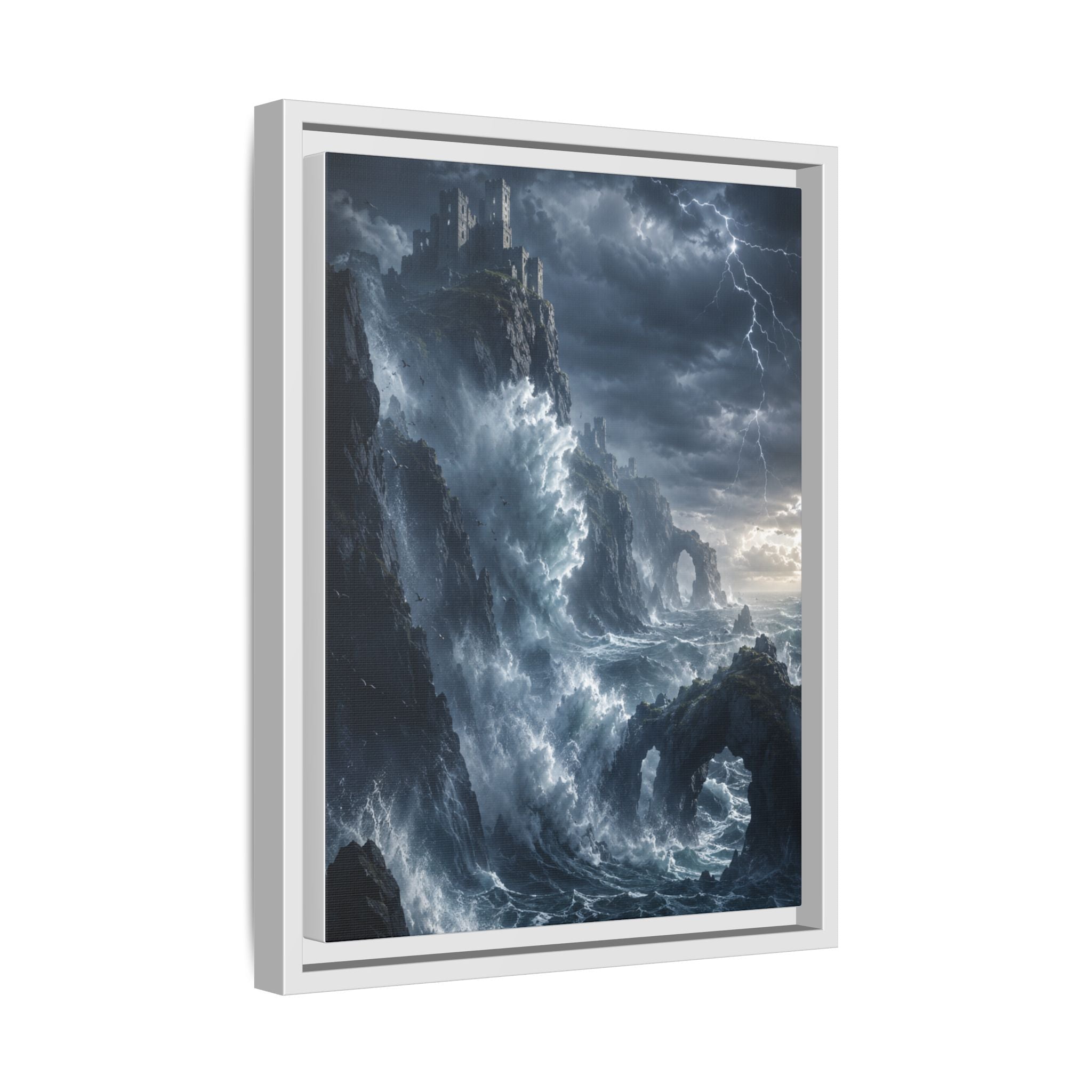 Framed Matte Canvas - Stormy Ocean Fantasy Wall Art