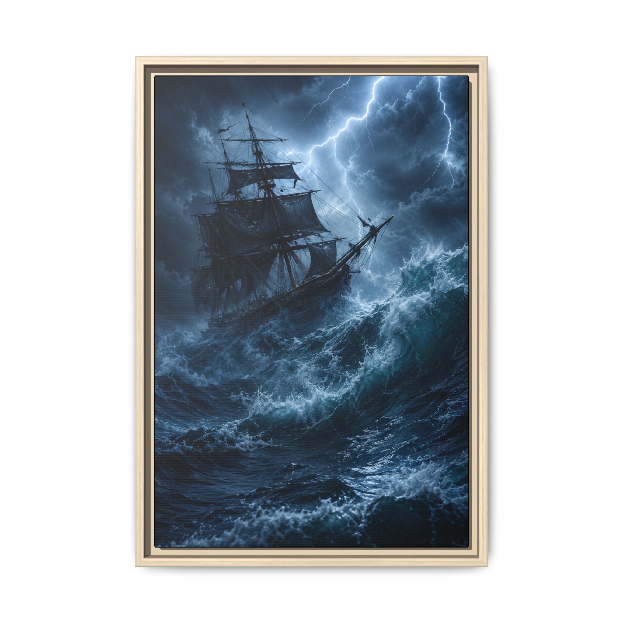 Stormy Seas Ship Painting — Fine Art Paper Print Wall Art