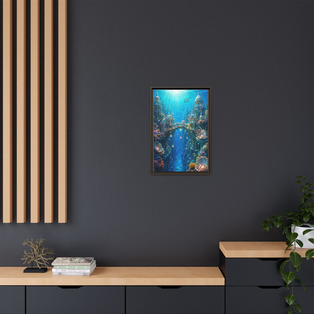 Underwater Fantasy Canvas Print — Framed Matte Ocean City Wall Art