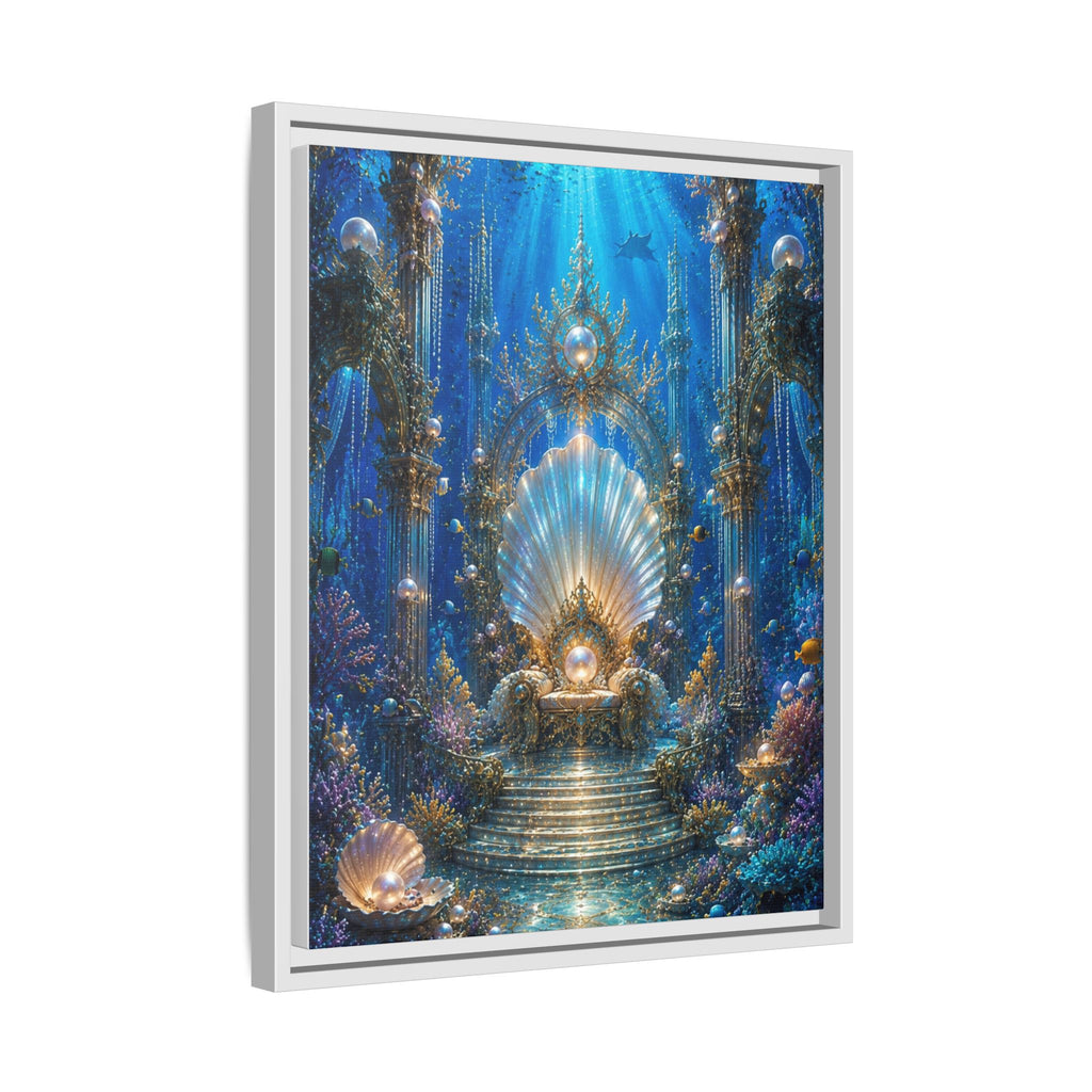 Underwater Palace Framed Canvas Art — Mermaid Throne Ocean Fantasy Print
