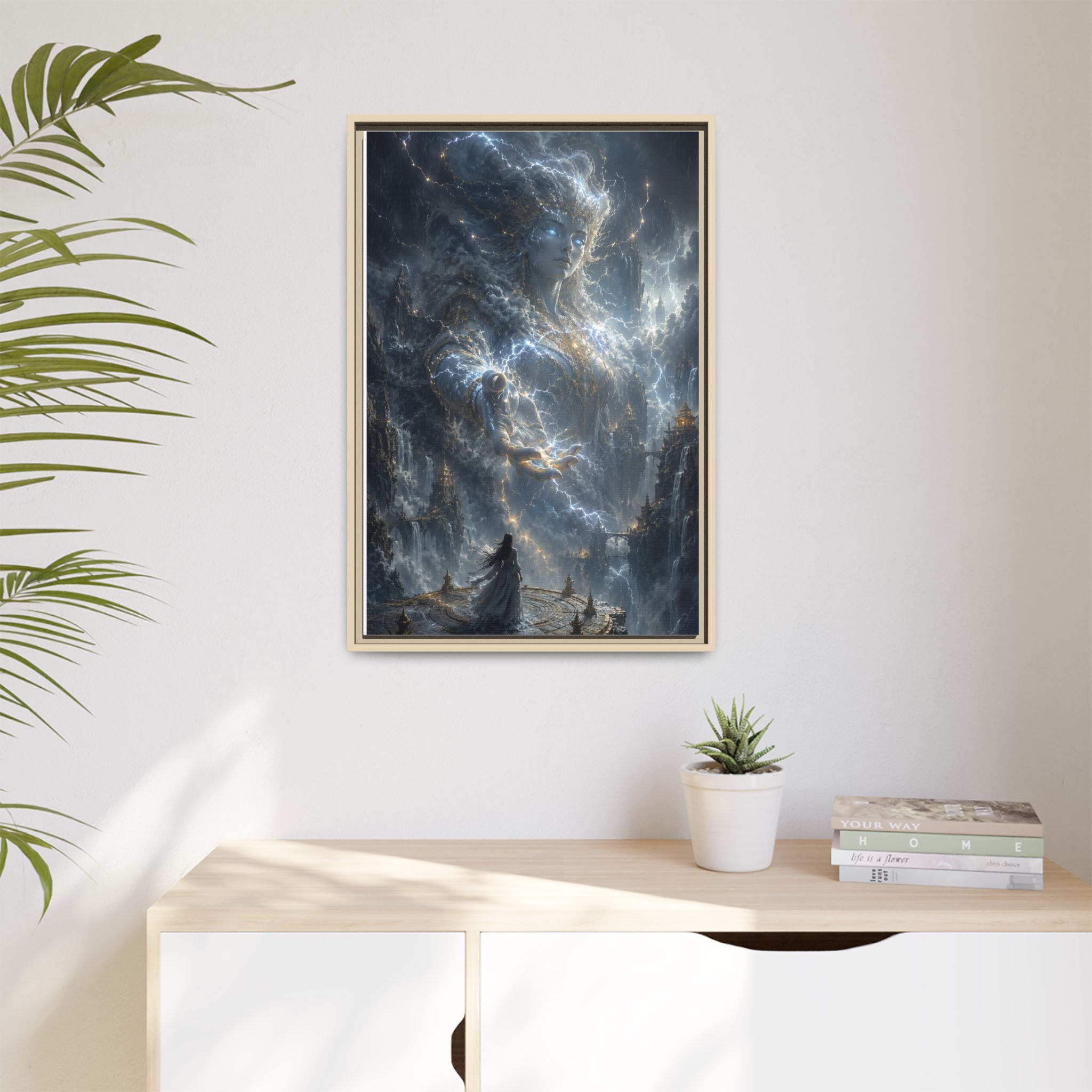 Framed Matte Canvas Print — Ethereal Star Goddess Fantasy Wall Art