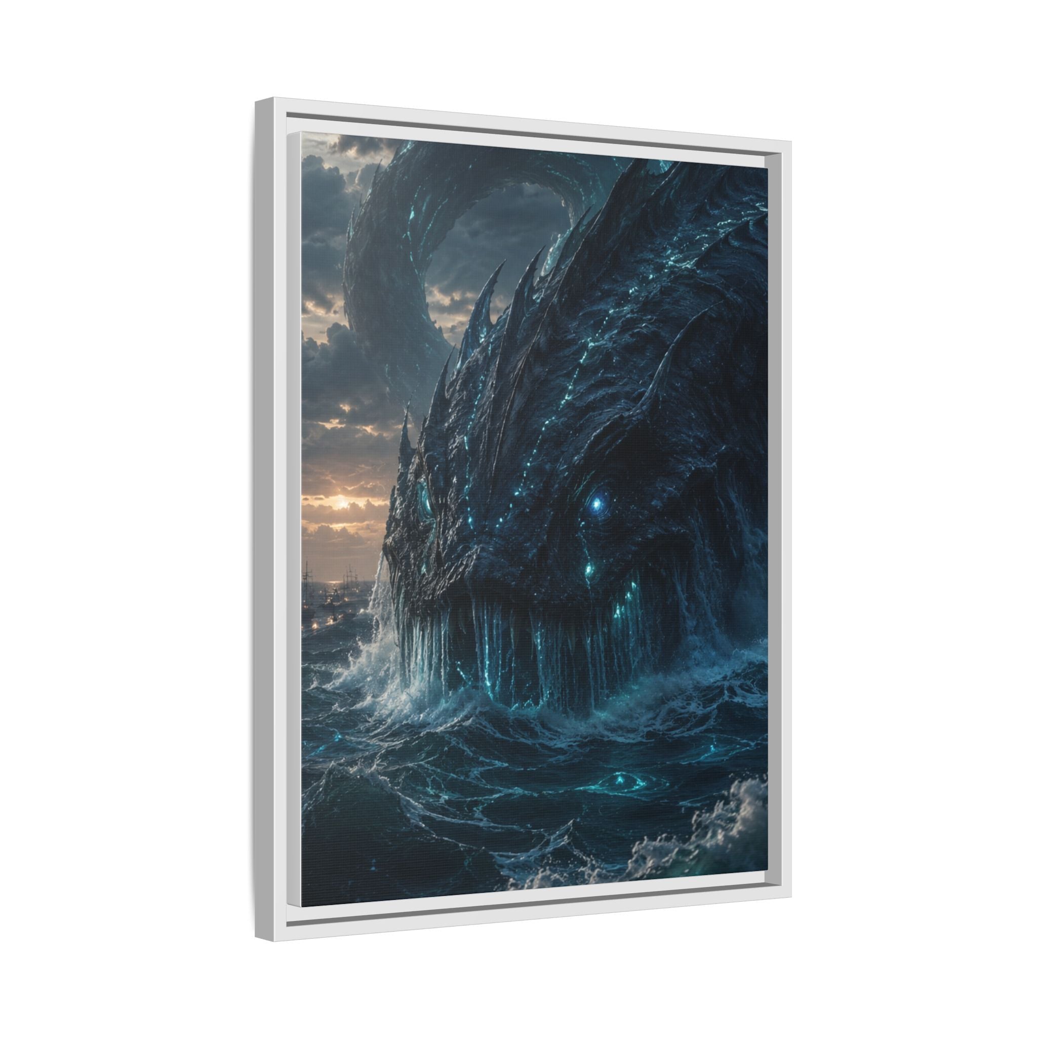 Framed Matte Canvas - Mythic Sea Leviathan Wall Art