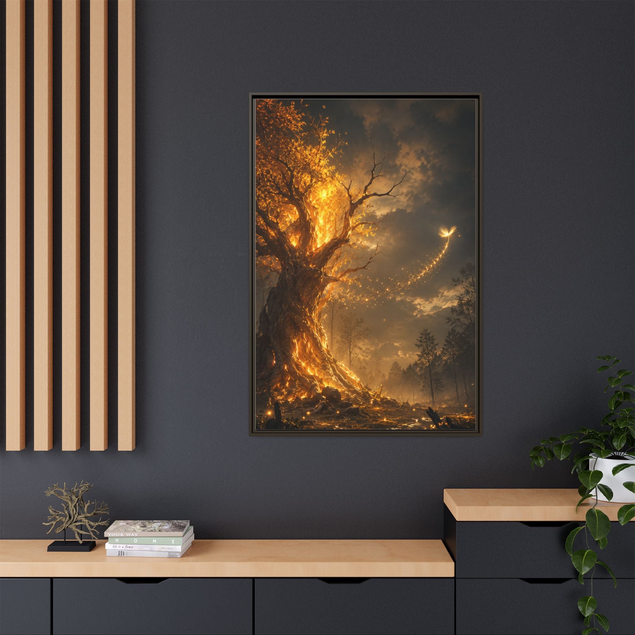 Framed Matte Canvas — Glowing Enchanted Tree Wall Art