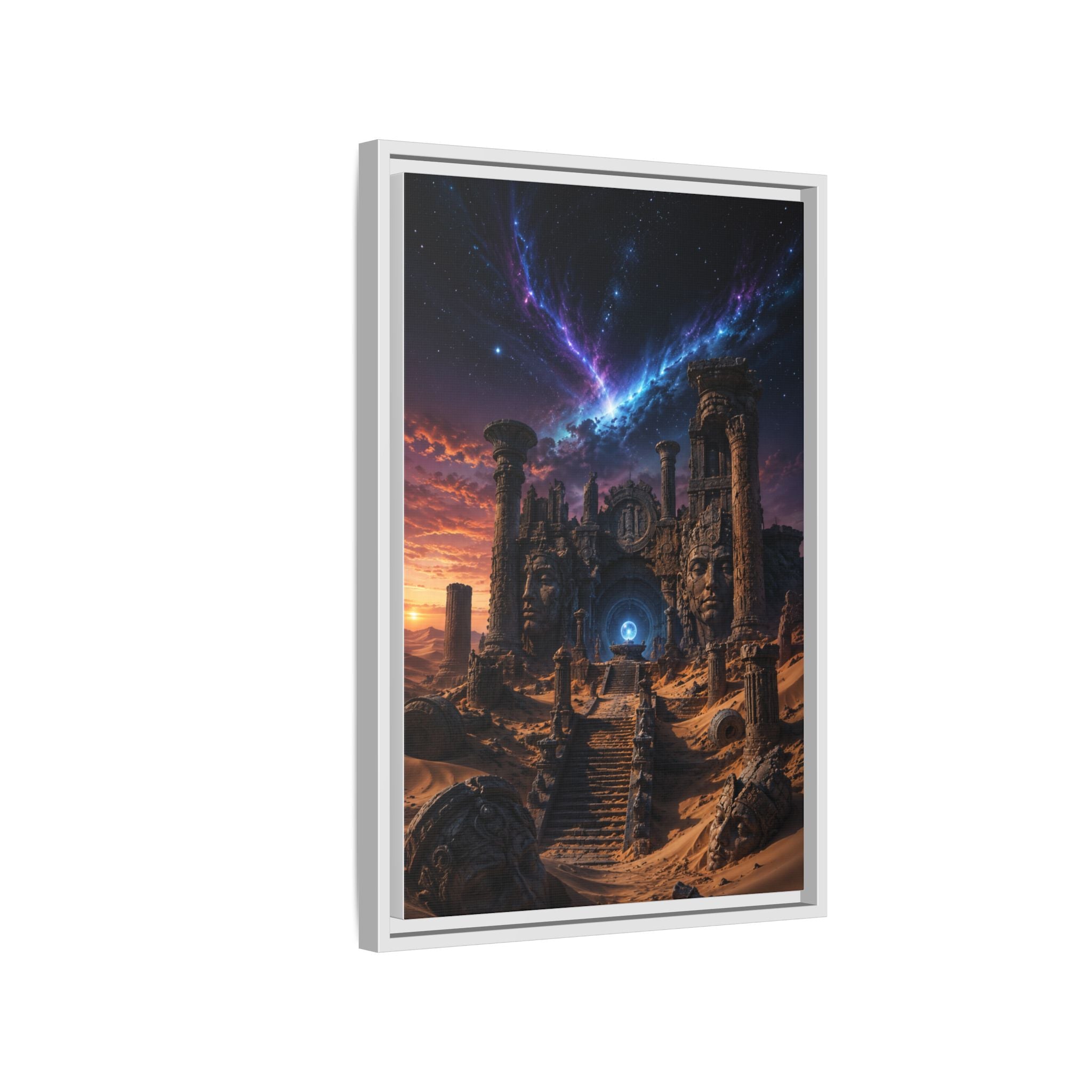 Framed Matte Canvas — Mystical Desert Ruins Nightscape