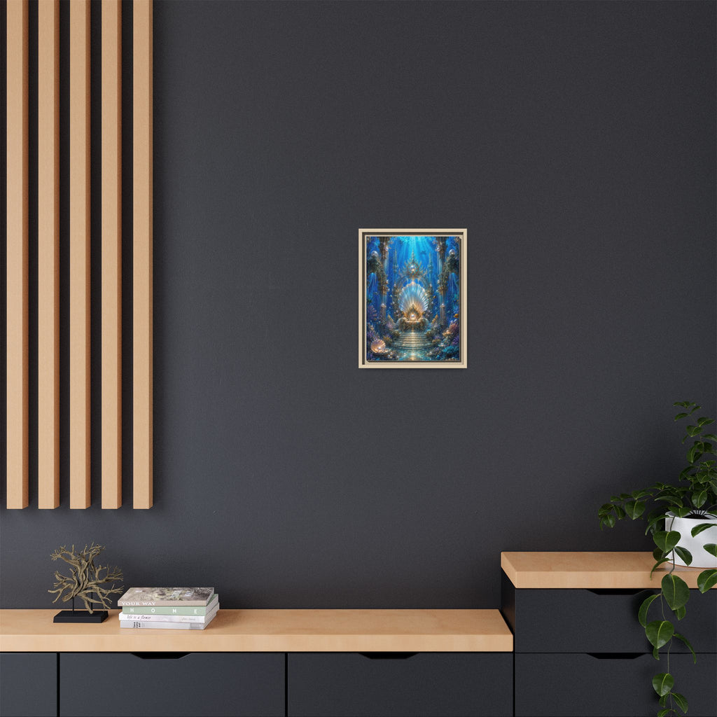 Underwater Palace Framed Canvas Art — Mermaid Throne Ocean Fantasy Print