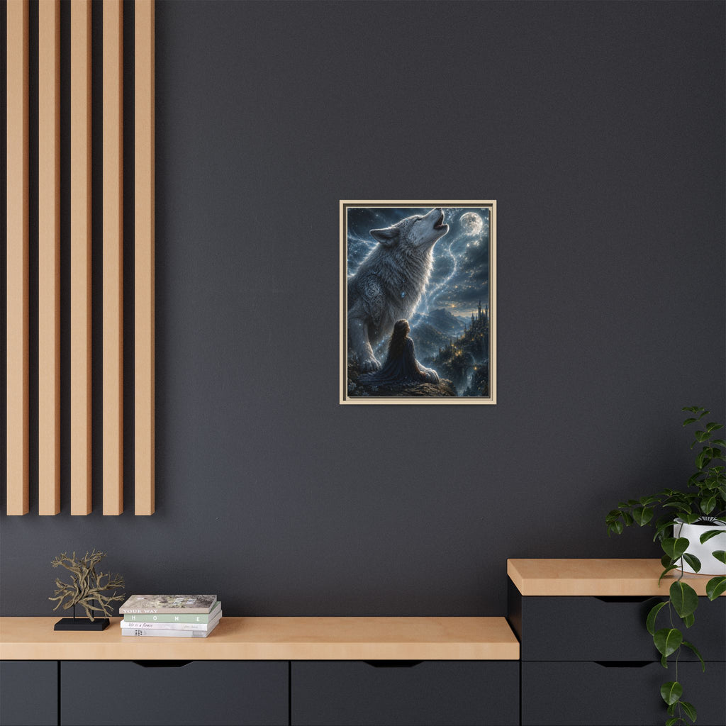 Howling Wolf Moon Matte Canvas Print — Framed Fantasy Wall Art