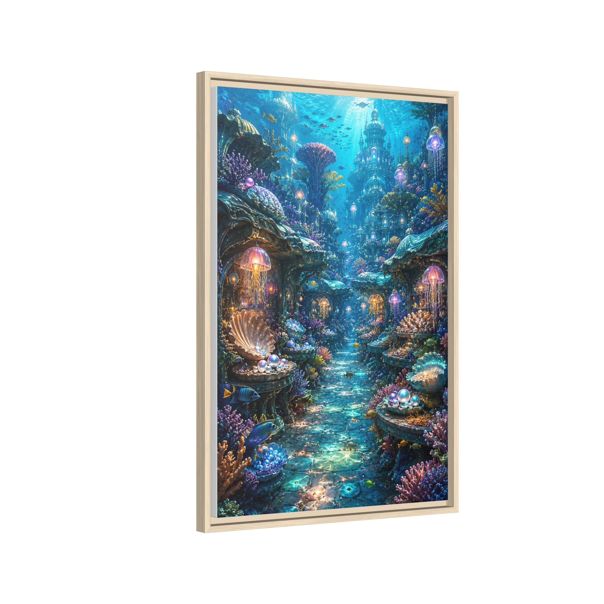 Framed Matte Canvas - Enchanted Underwater Coral Reef Print