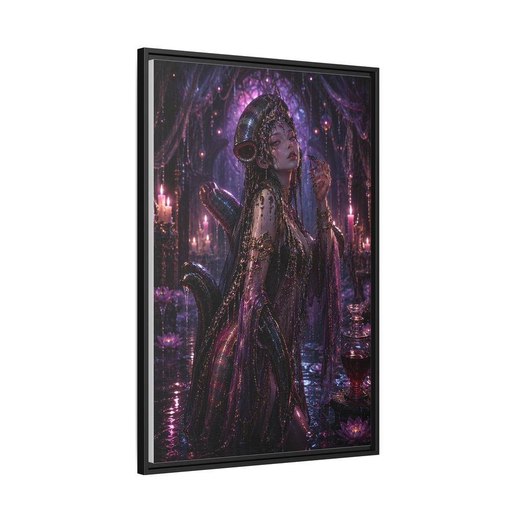 Gothic Fantasy Goddess Matte Canvas Print — Framed Dark Purple Wall Art