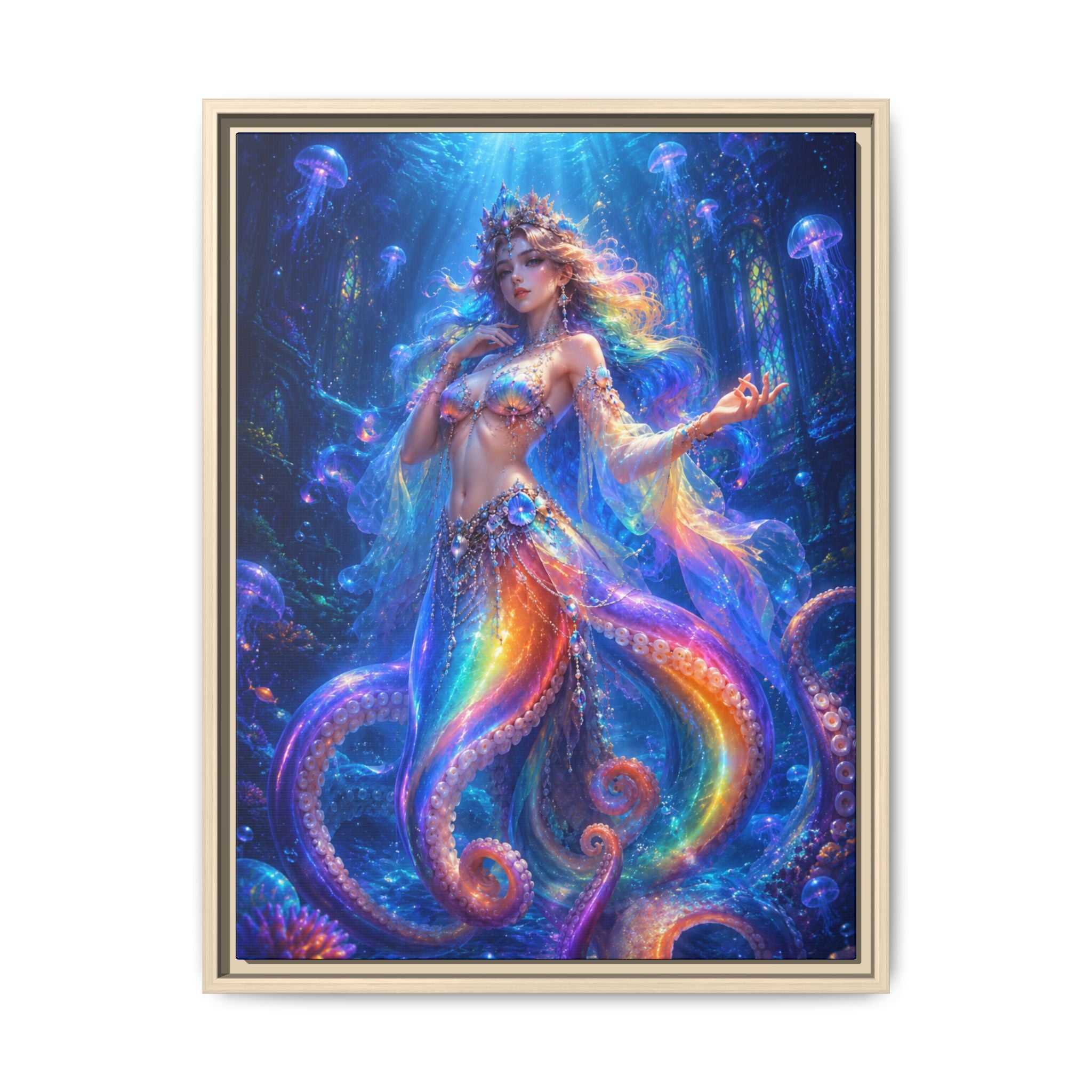 Fine Art Paper Print - Rainbow Octopus Goddess Wall Art