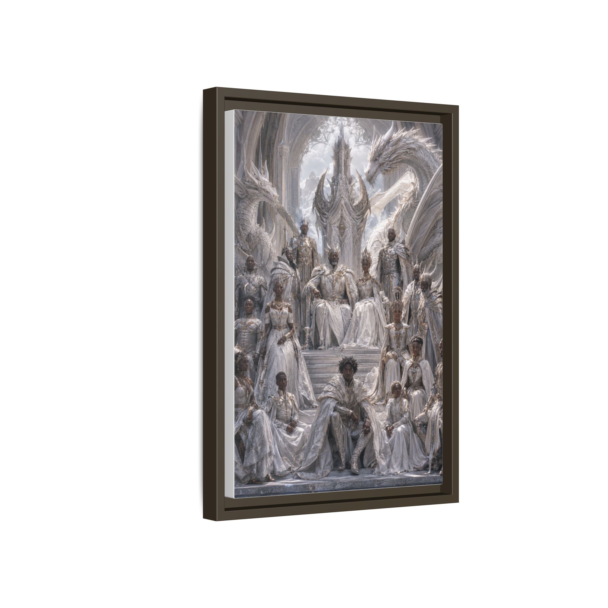 Framed Matte Canvas — Regal Dragon Court Fantasy Art Print