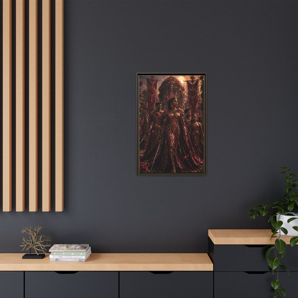 Framed Matte Canvas Art — Regal Fantasy Queen Portrait
