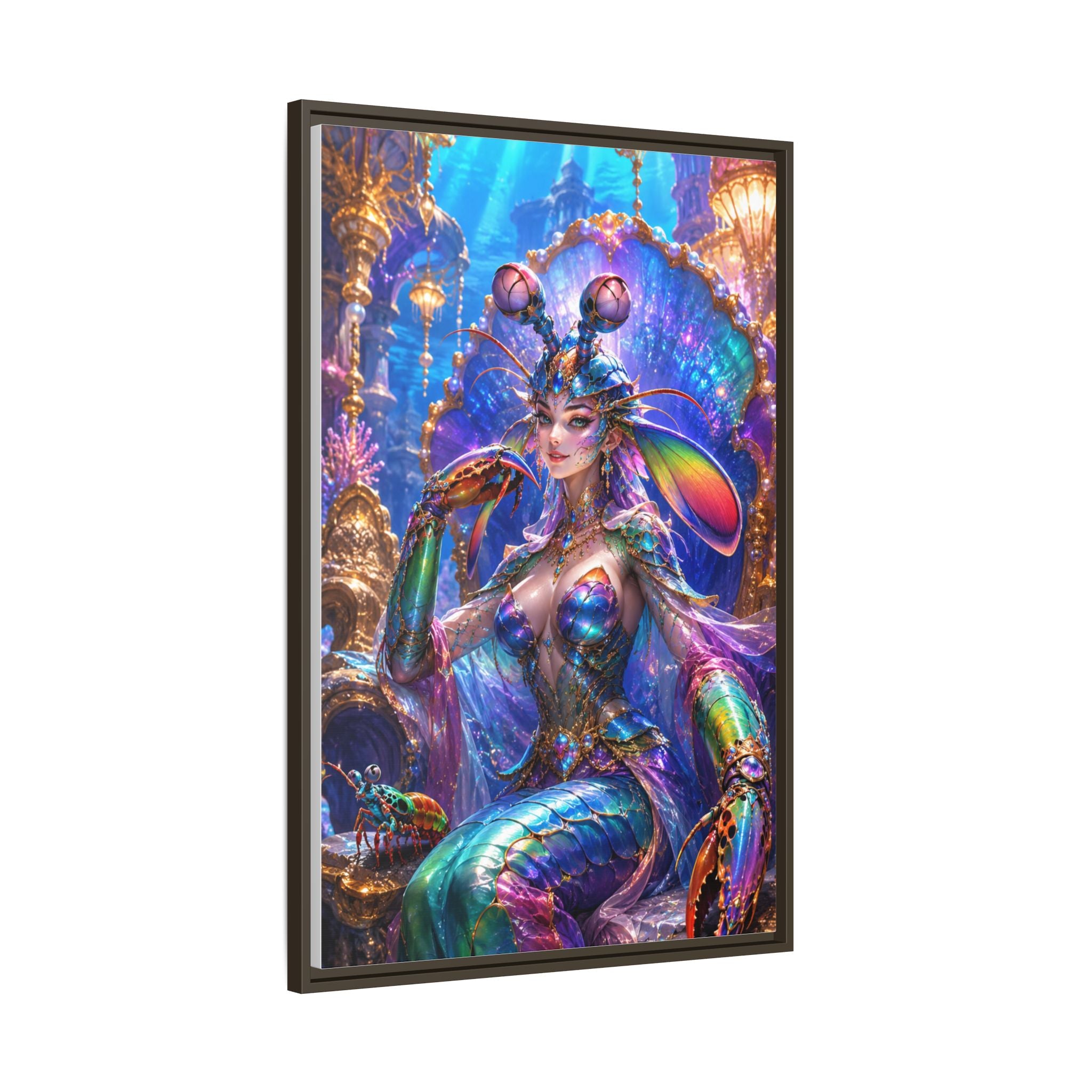 Mermaid Queen Framed Matte Canvas Art — Vibrant Fantasy Underwater Wall Decor